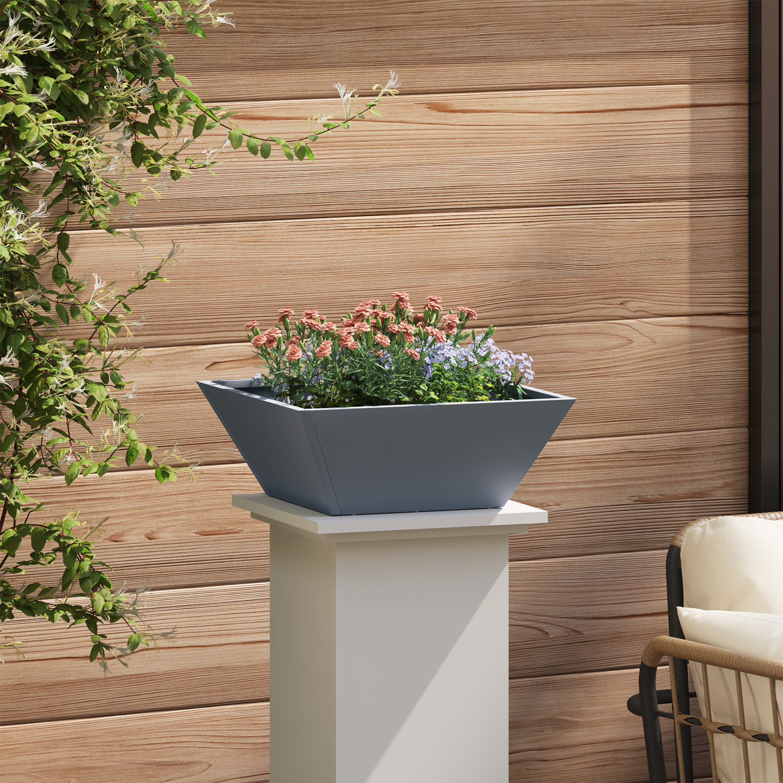 Set Ghivece din Plastic Antracit Plastic 40 x 40 x 15 cm GartenMobel Dekor