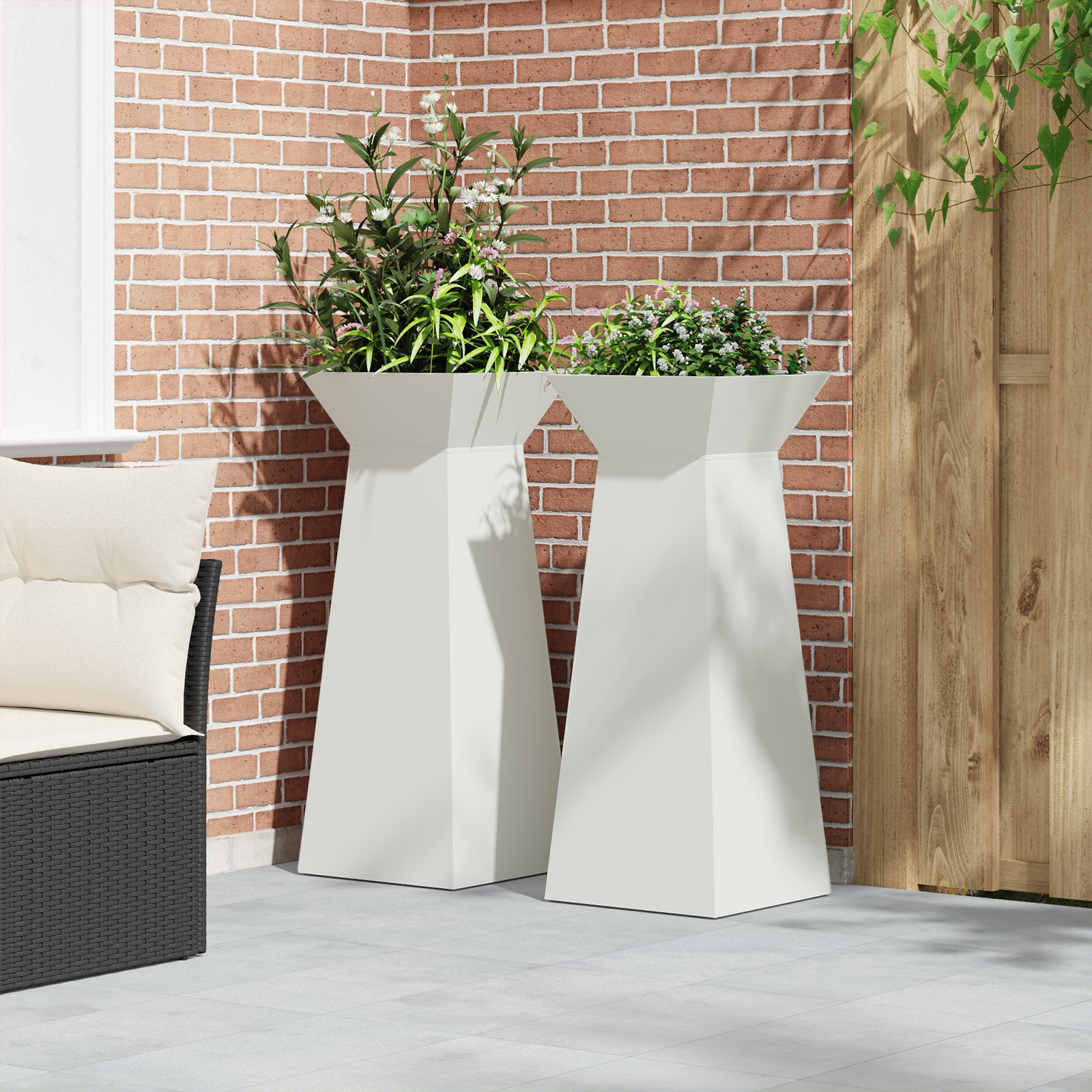 Suport de plante conic Alb Plastic Mare Inserții decorative GartenMobel Dekor