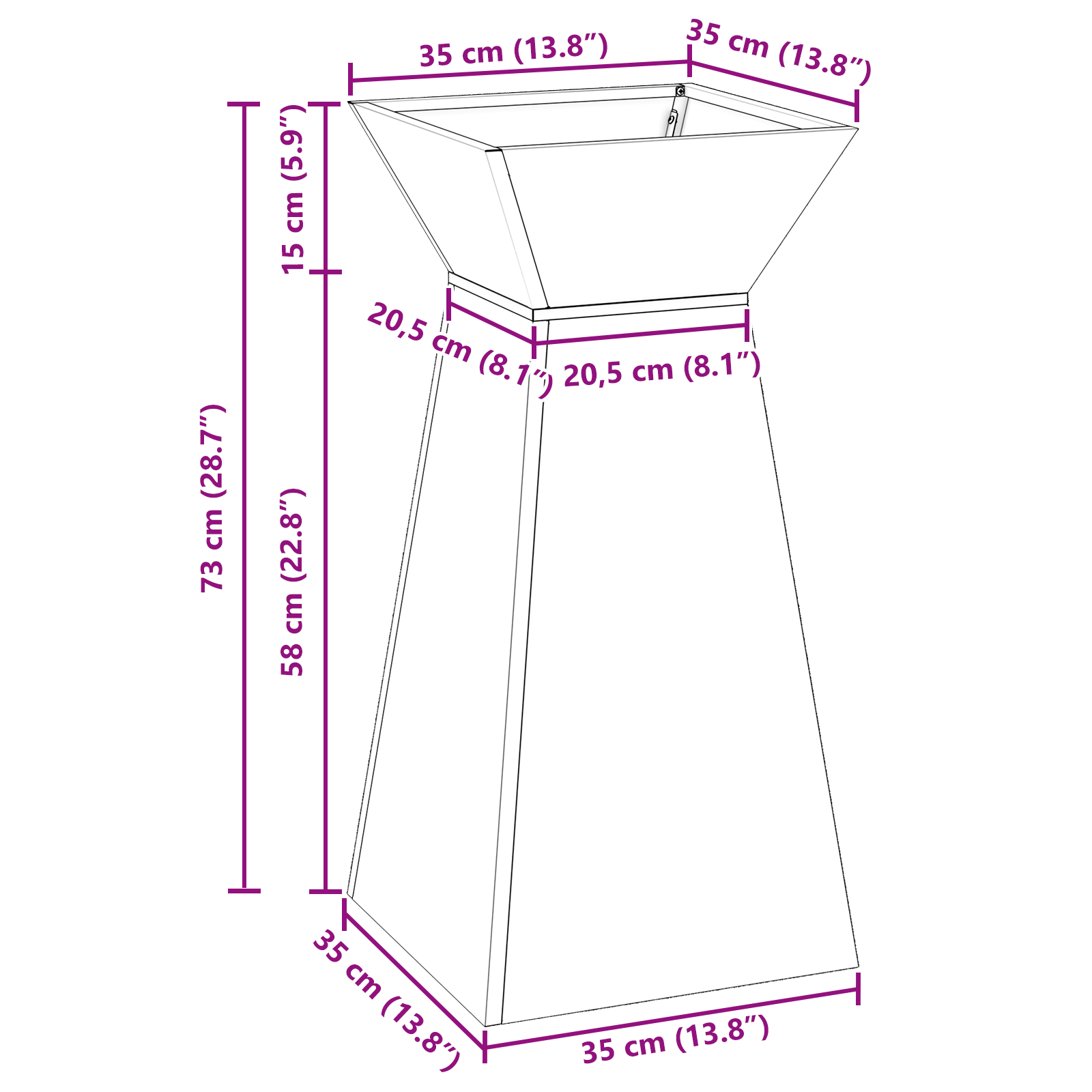 Suport pentru Ghiveci Oțel galvanizat 35 x 35 x 73 cm GartenMobel Dekor