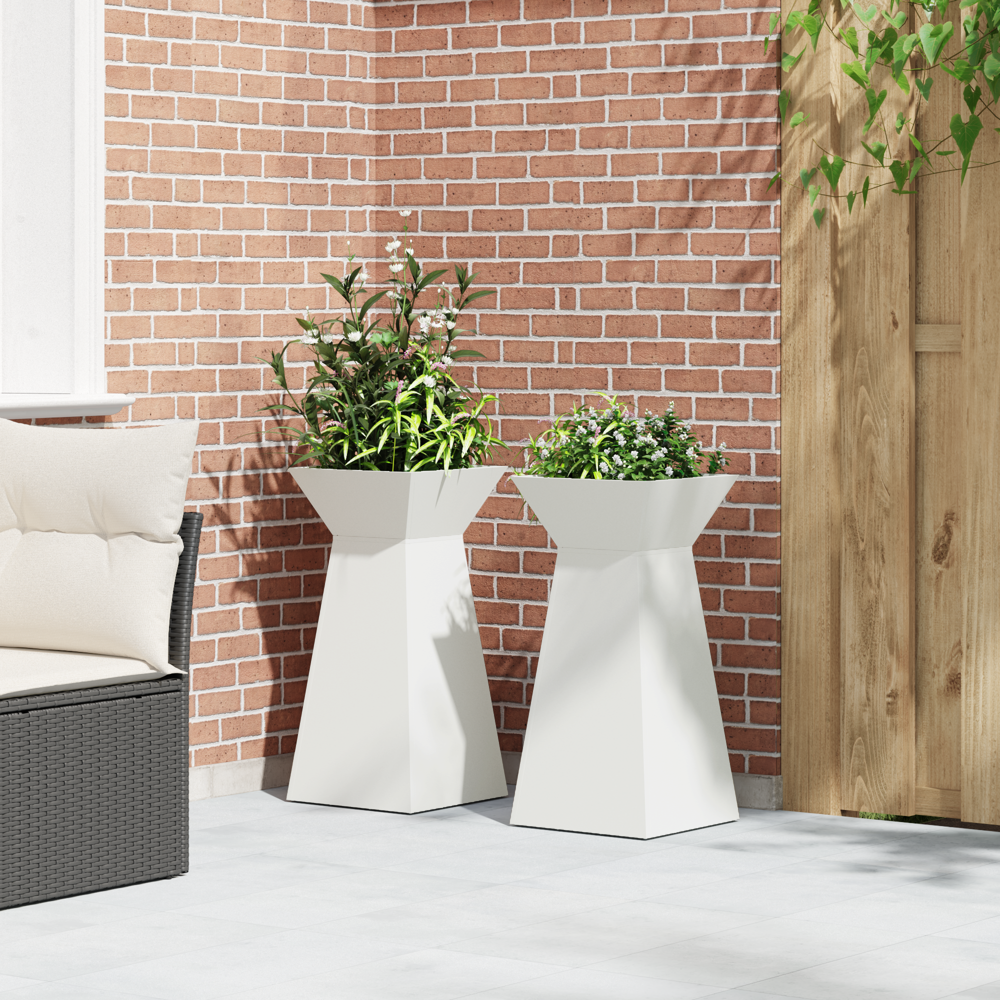 Suport pentru plante Alb Plastic 35 x 35 x 73 cm GartenMobel Dekor