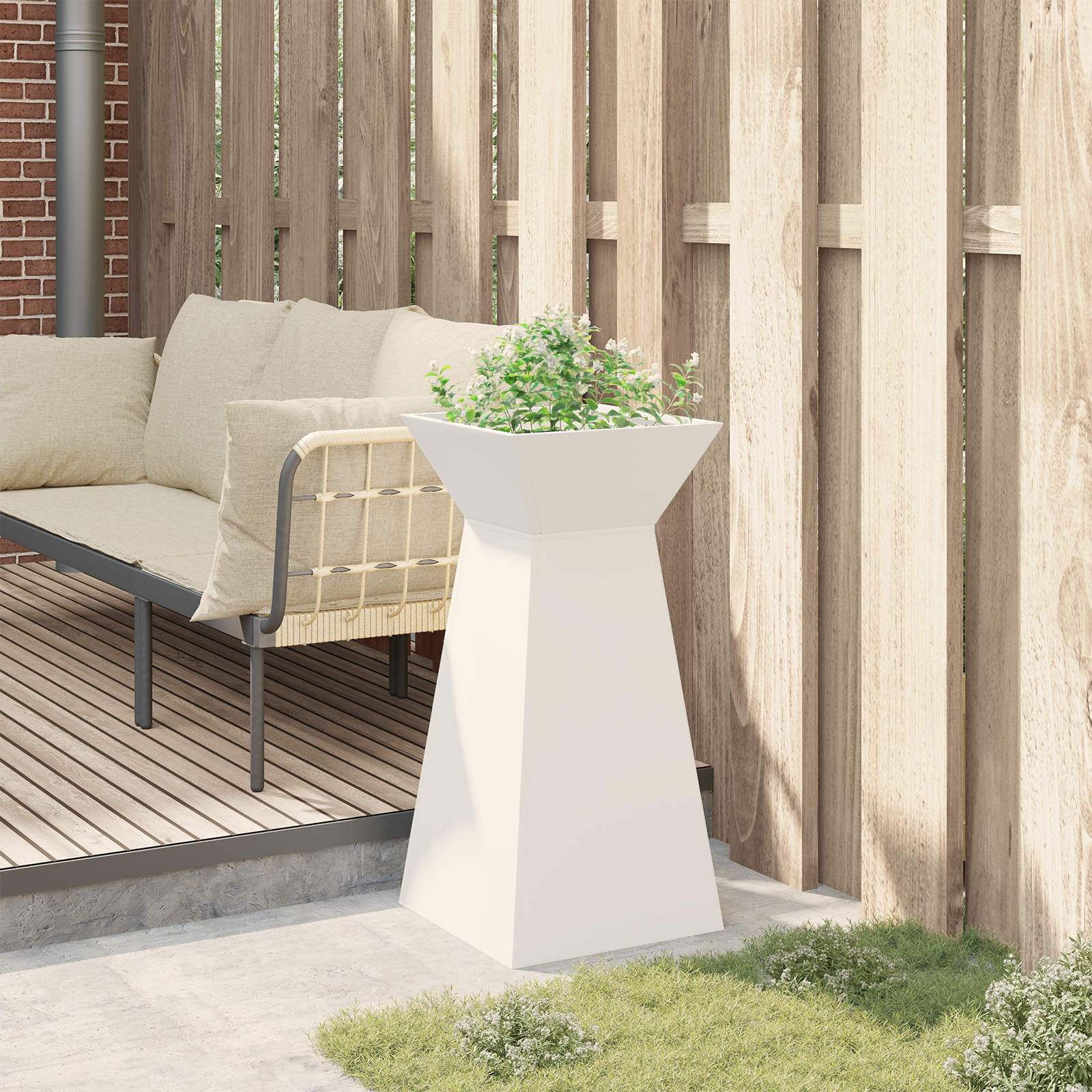 Suport pentru plante Alb Plastic Mediu Inserții decorative GartenMobel Dekor