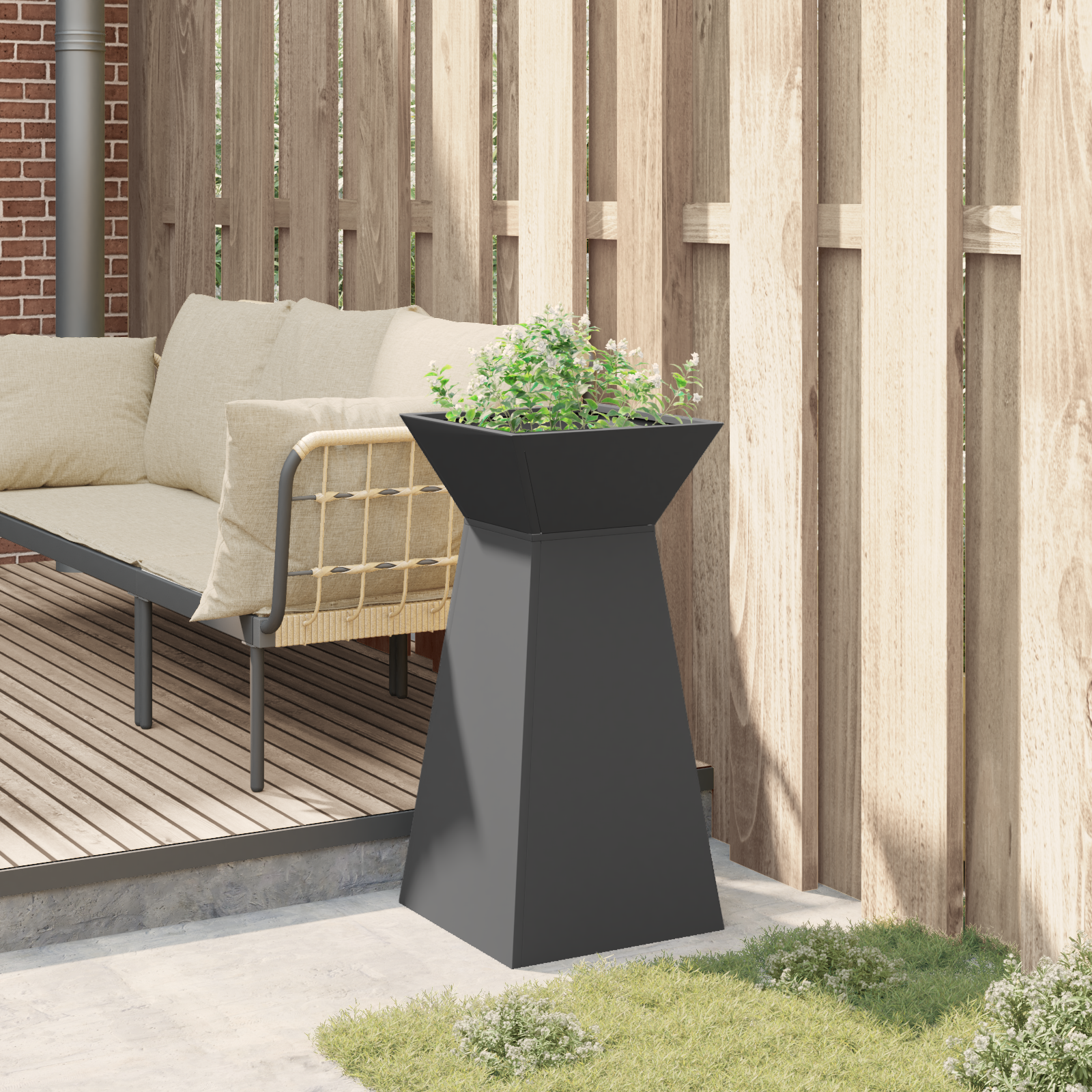 Suport pentru plante Negru Plastic 35 x 35 x 73 cm Ghivece GartenMobel Dekor