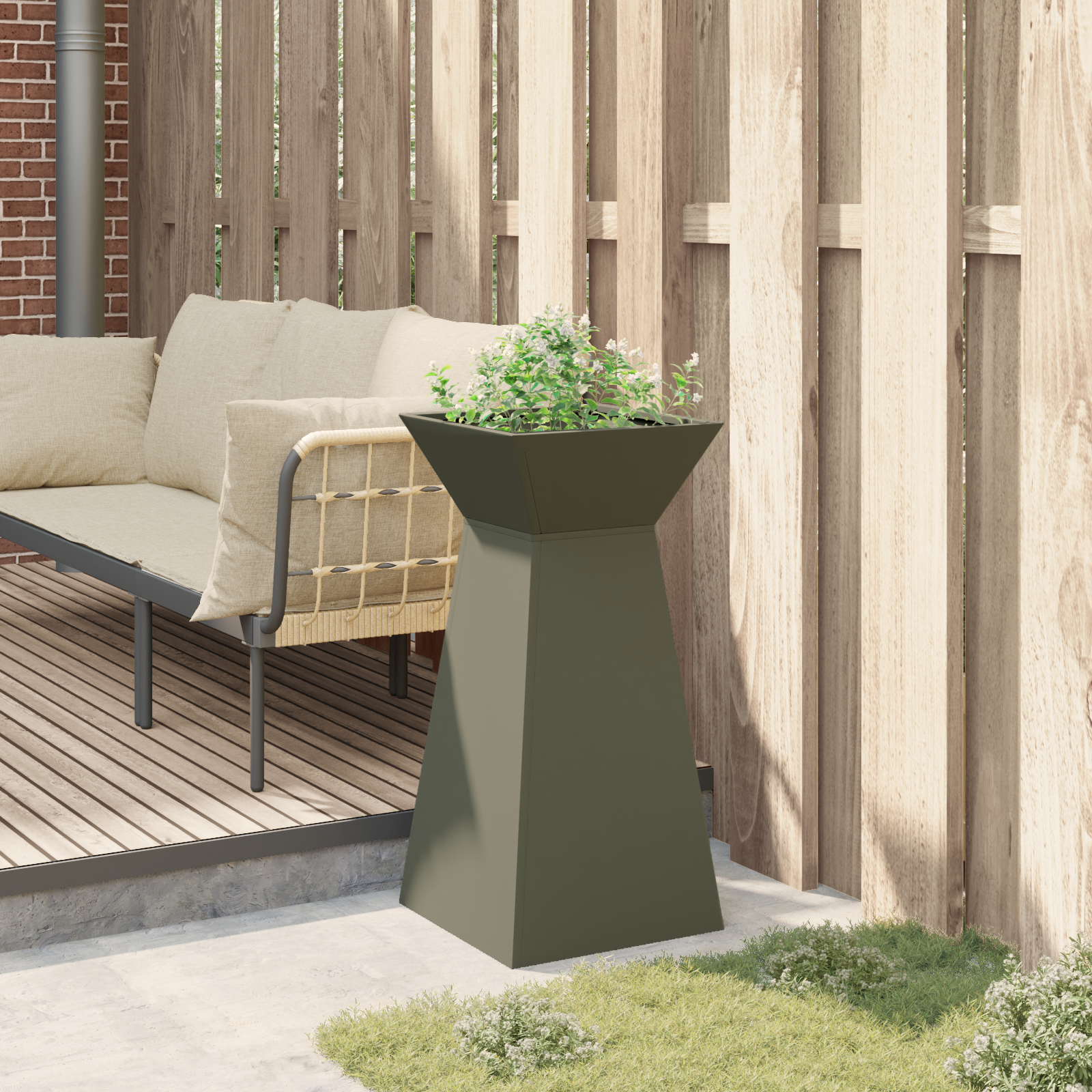 Suport pentru plante Verde măsliniu Metal 35 x 35 x 73 cm Ghivece GartenMobel Dekor