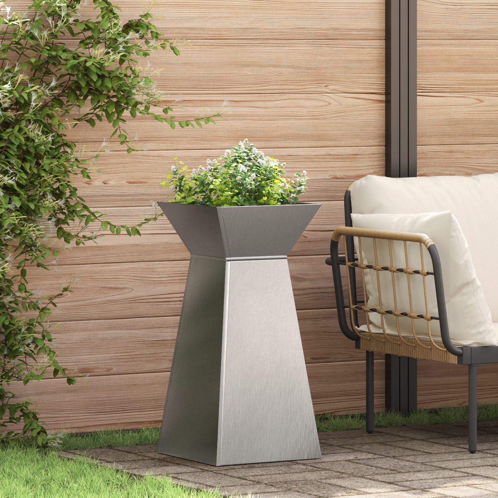 Suport plante Oțel inoxidabil 35 x 35 x 73 cm Inserții decorative GartenMobel Dekor
