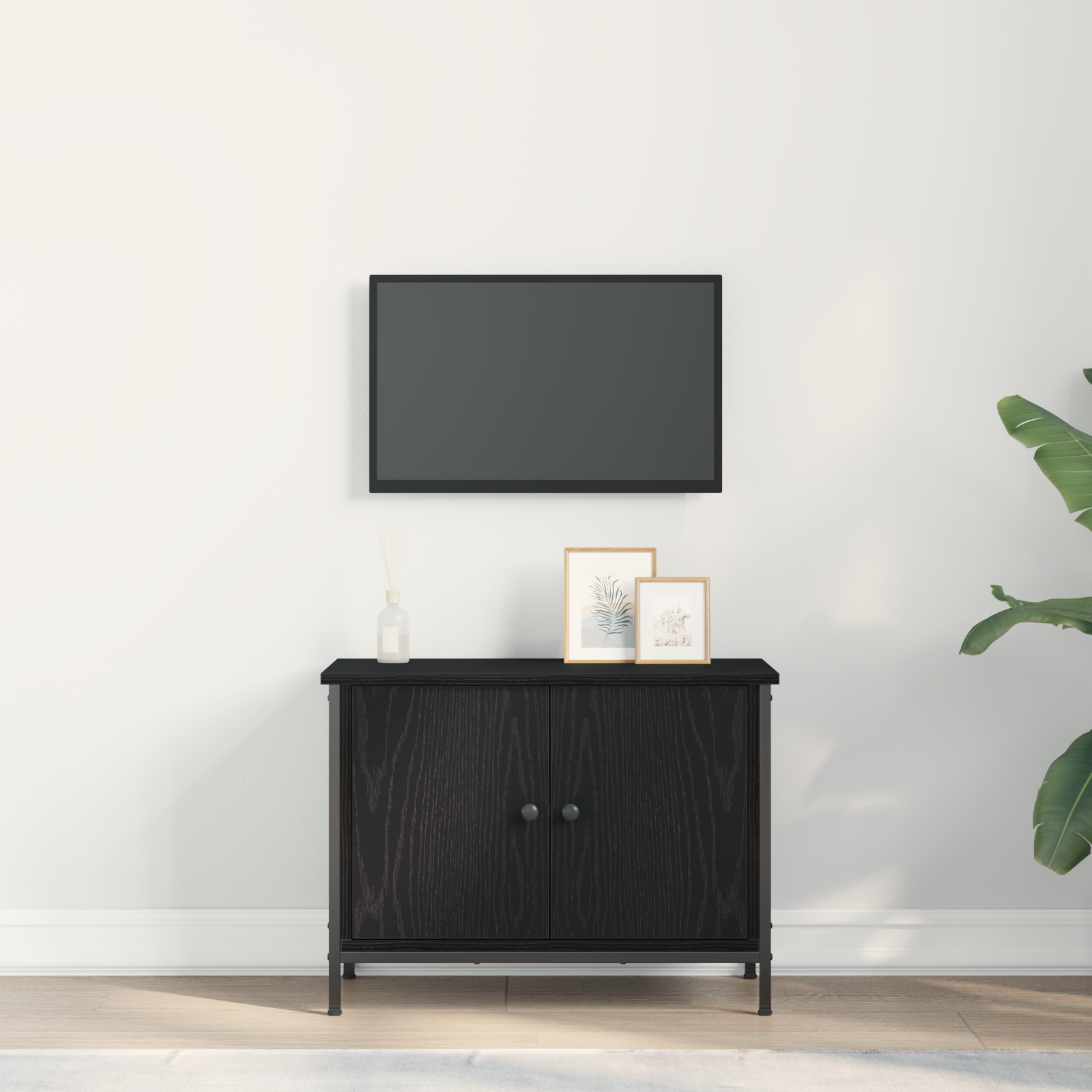 Suport TV Negru de Stejar Negru de Stejar Lemn prelucrat GartenMobel Dekor