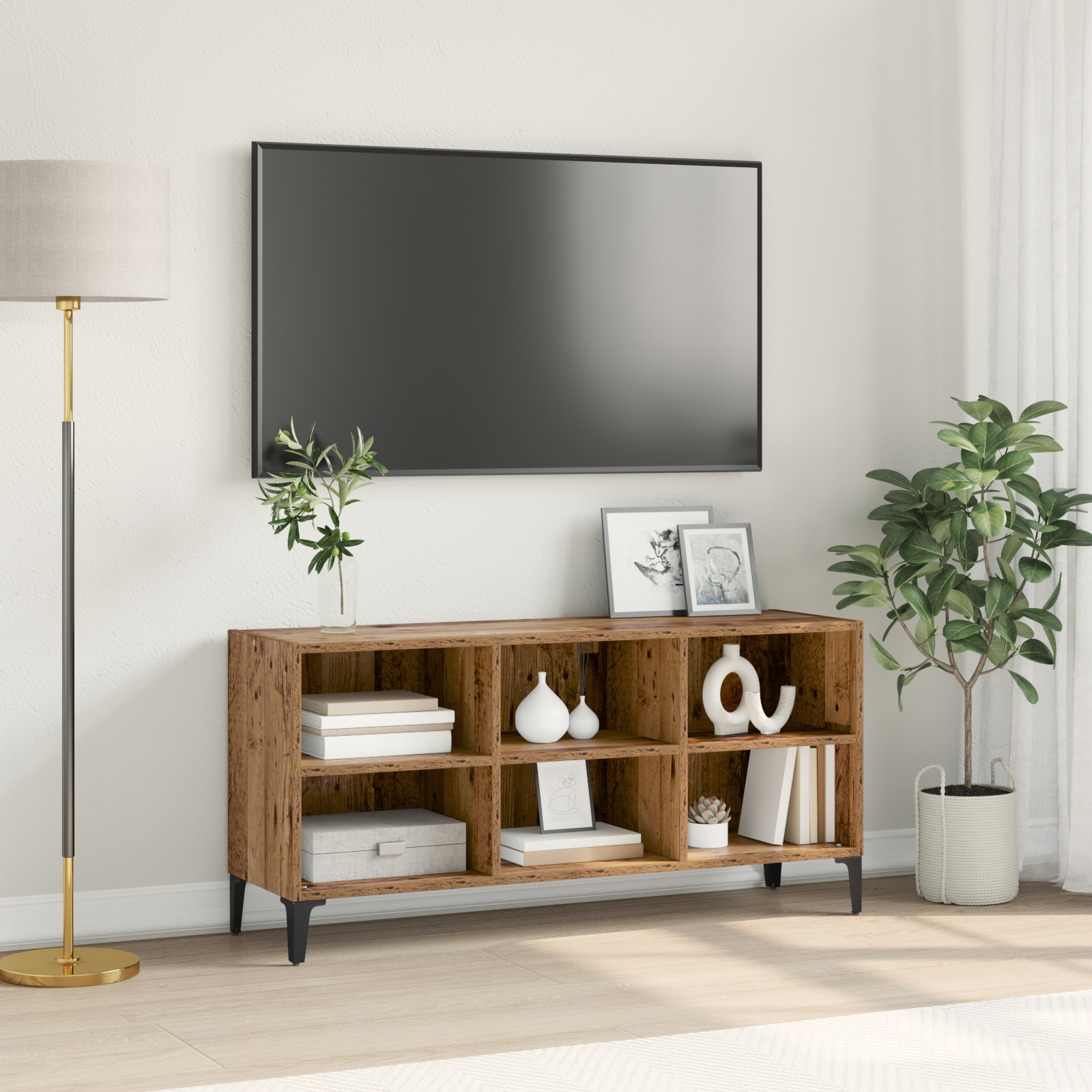 TV Stand Lemn Vechi Lemn Vechi Lemn prelucrat, Metal Mediu GartenMobel Dekor
