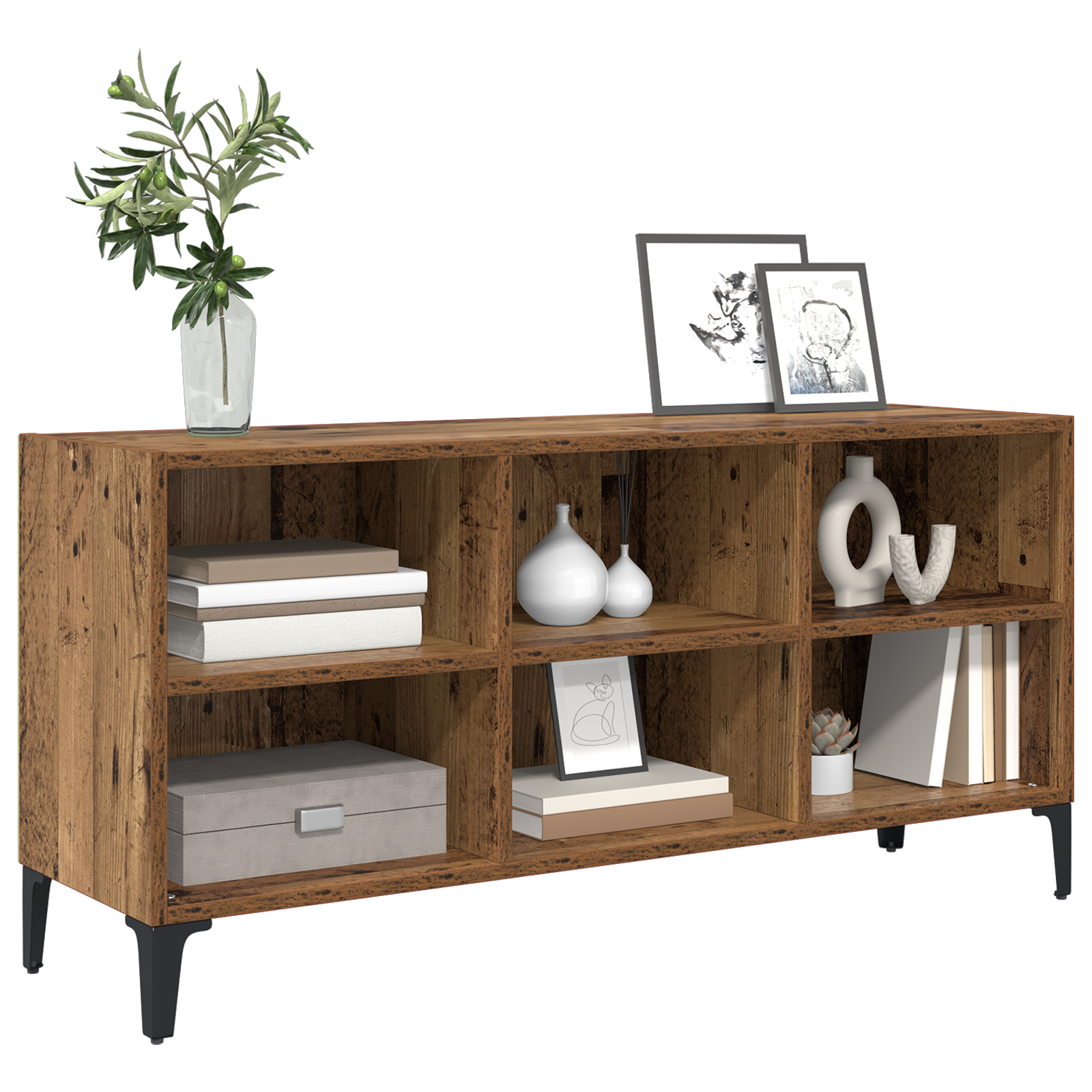 TV Stand Lemn Vechi Lemn Vechi Lemn prelucrat, Metal Mediu GartenMobel Dekor