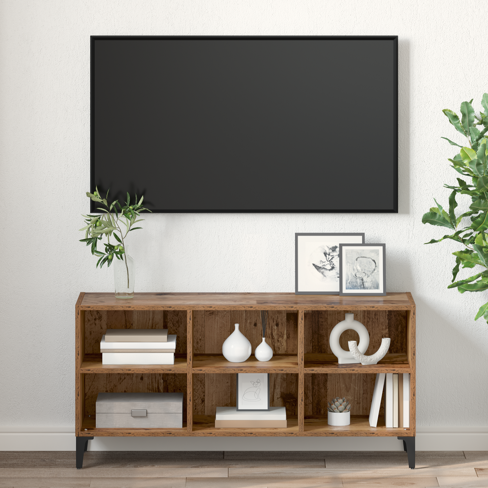 TV Stand Lemn Vechi Lemn Vechi Lemn prelucrat, Metal Mediu GartenMobel Dekor