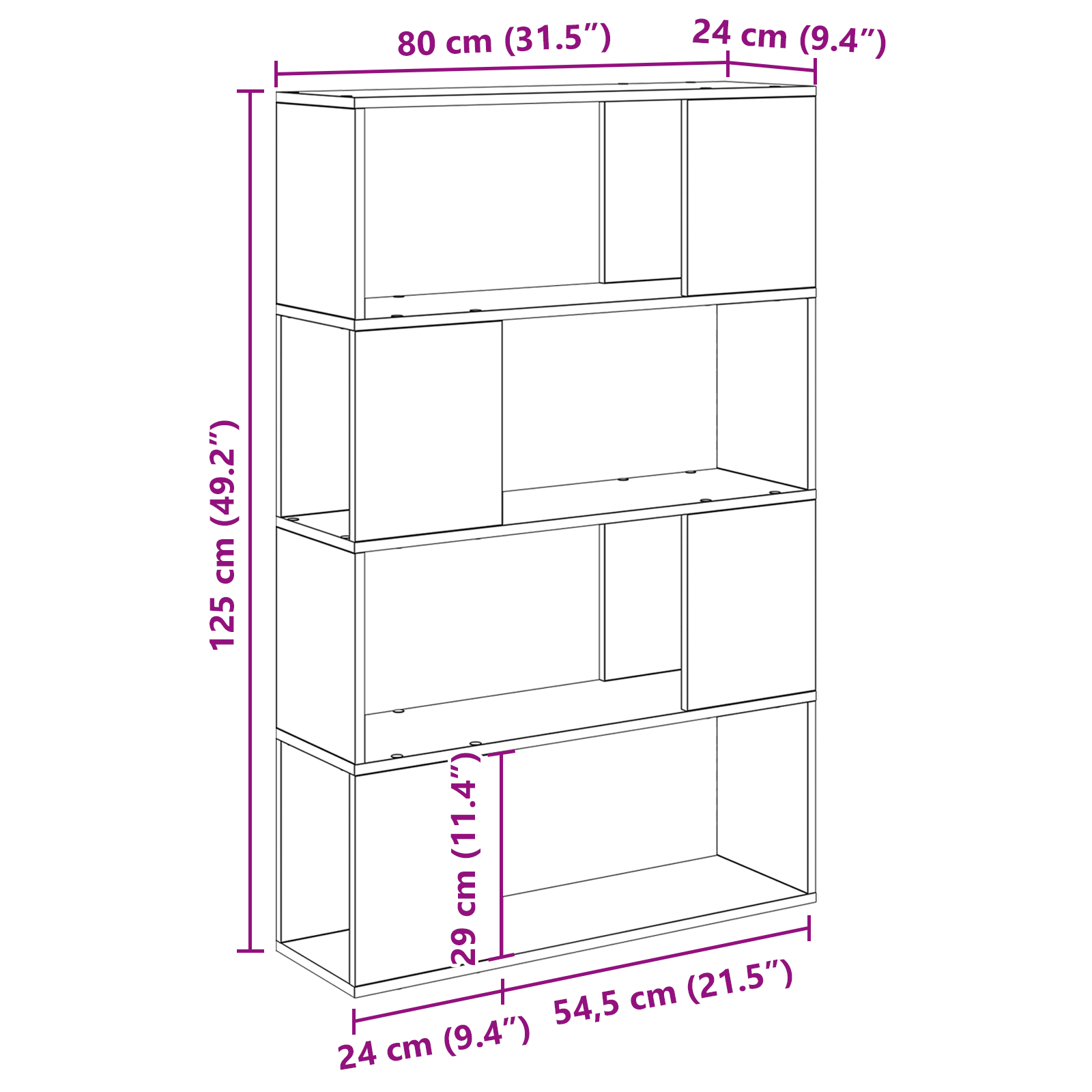 Bibliotecă Lemn vechi Lemn prelucrat 80 x 24 x 124 cm Rafturi GartenMobel Dekor