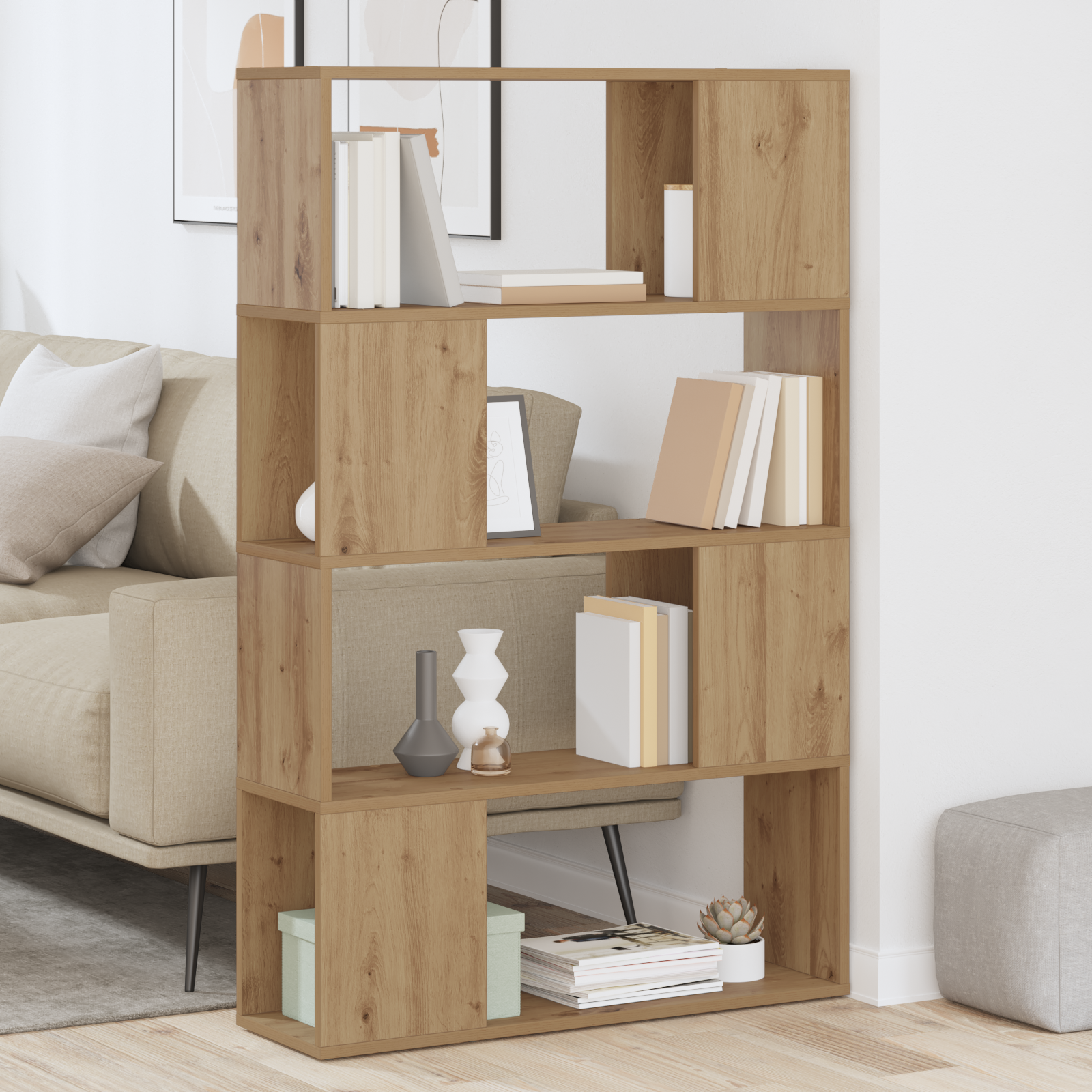 Bibliotecă Stejar artizanal Lemn prelucrat 80 x 24 x 124 cm GartenMobel Dekor