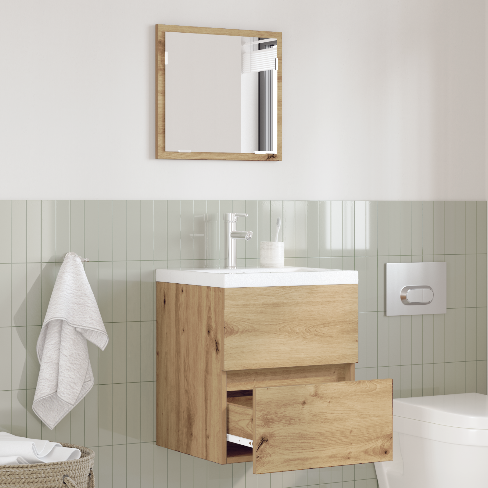 Cabinet de depozitare pentru baie Stejar artizanal MDF Mediu GartenMobel Dekor