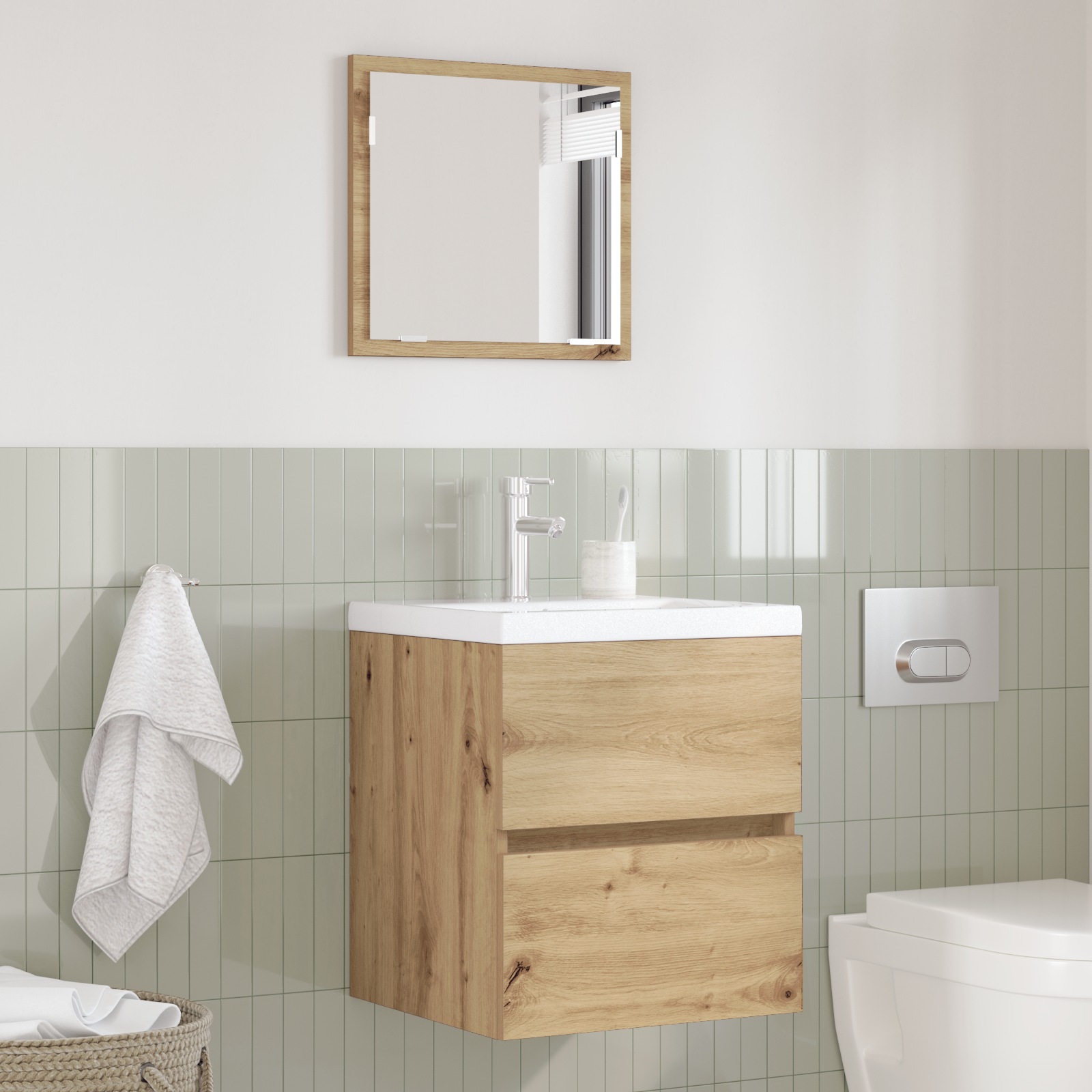 Cabinet de depozitare pentru baie Stejar artizanal MDF Mediu GartenMobel Dekor
