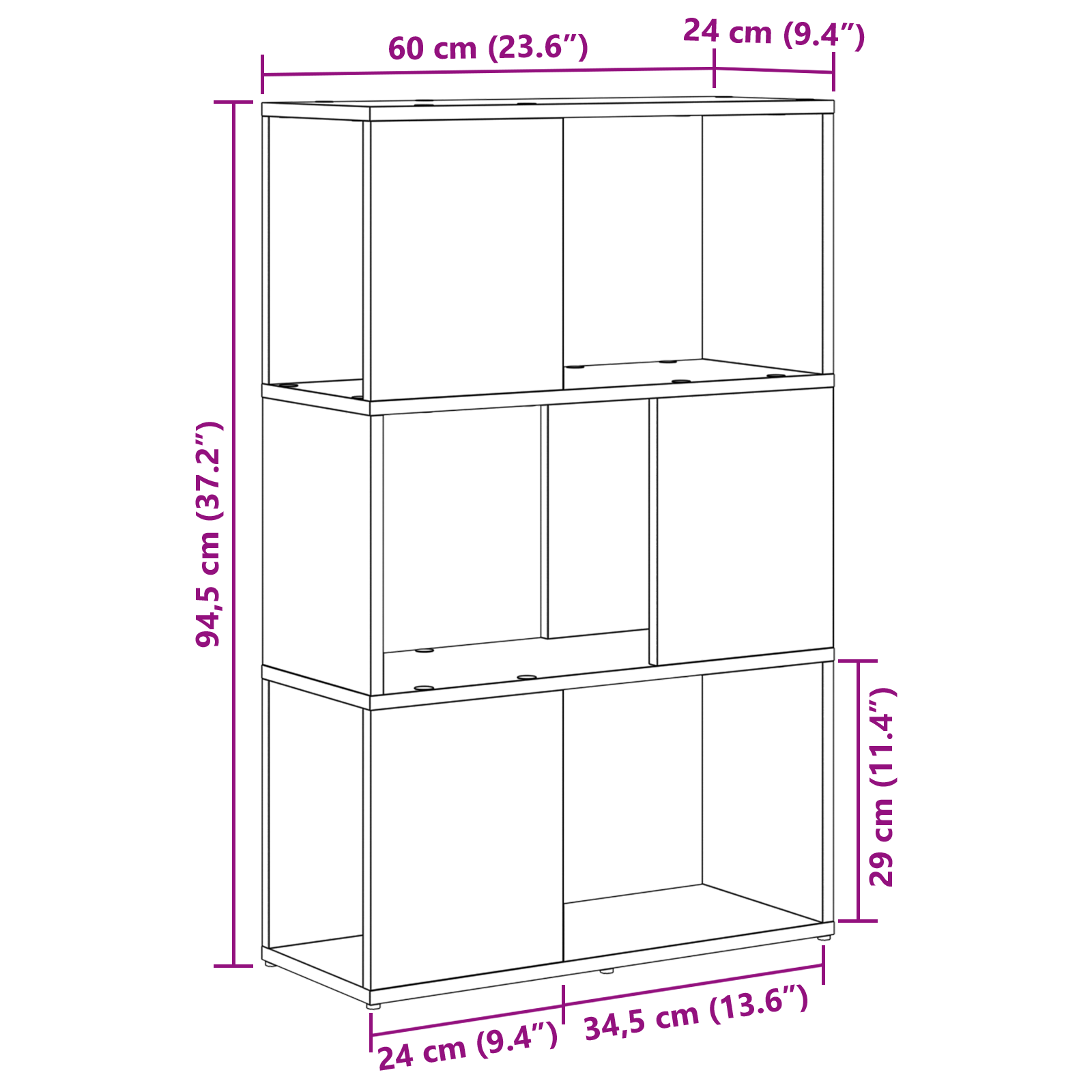Centru de divertisment Stejar negru Lemn prelucrat 60 x 24 x 94 cm GartenMobel Dekor