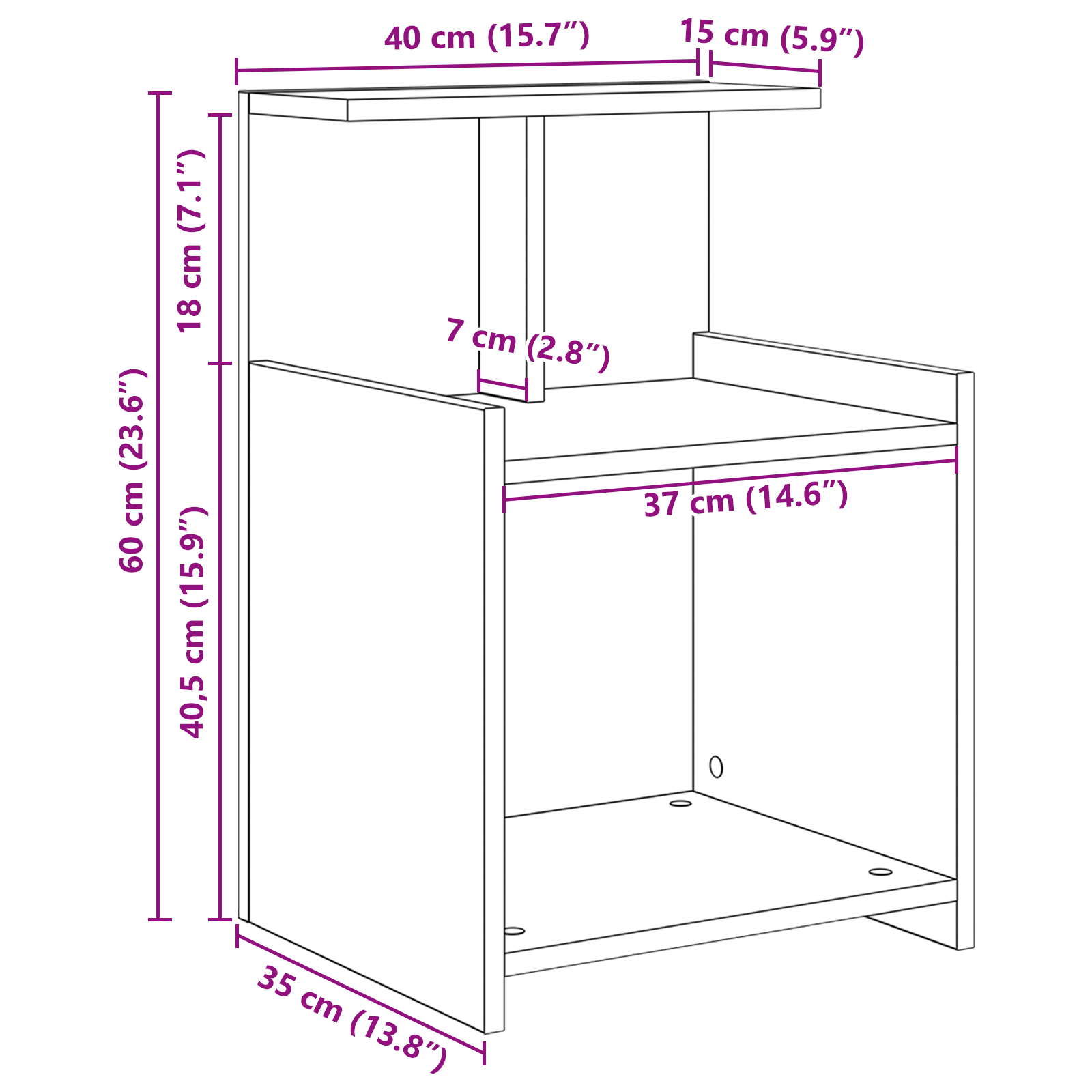 Dulapuri de pat 2 piese Stejar artizanal 40x35x60 cm Lemn prelucrat GartenMobel Dekor