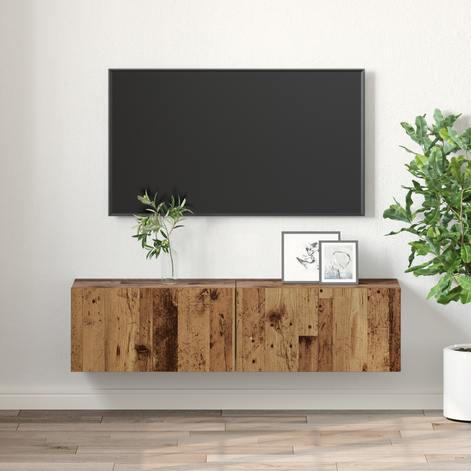 Set Cabinet TV Lemn vechi Lemn masiv recuperat Mediu Cabinet TV GartenMobel Dekor