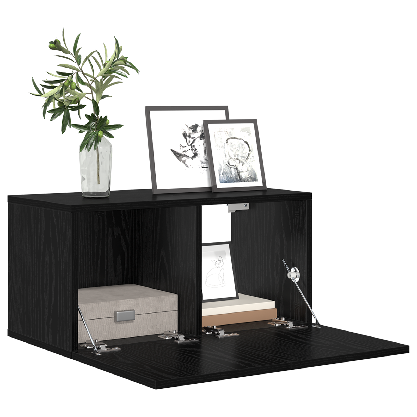 Set Mobilier TV Stejar Negru Lemn prelucrat Medie Mobilier TV GartenMobel Dekor