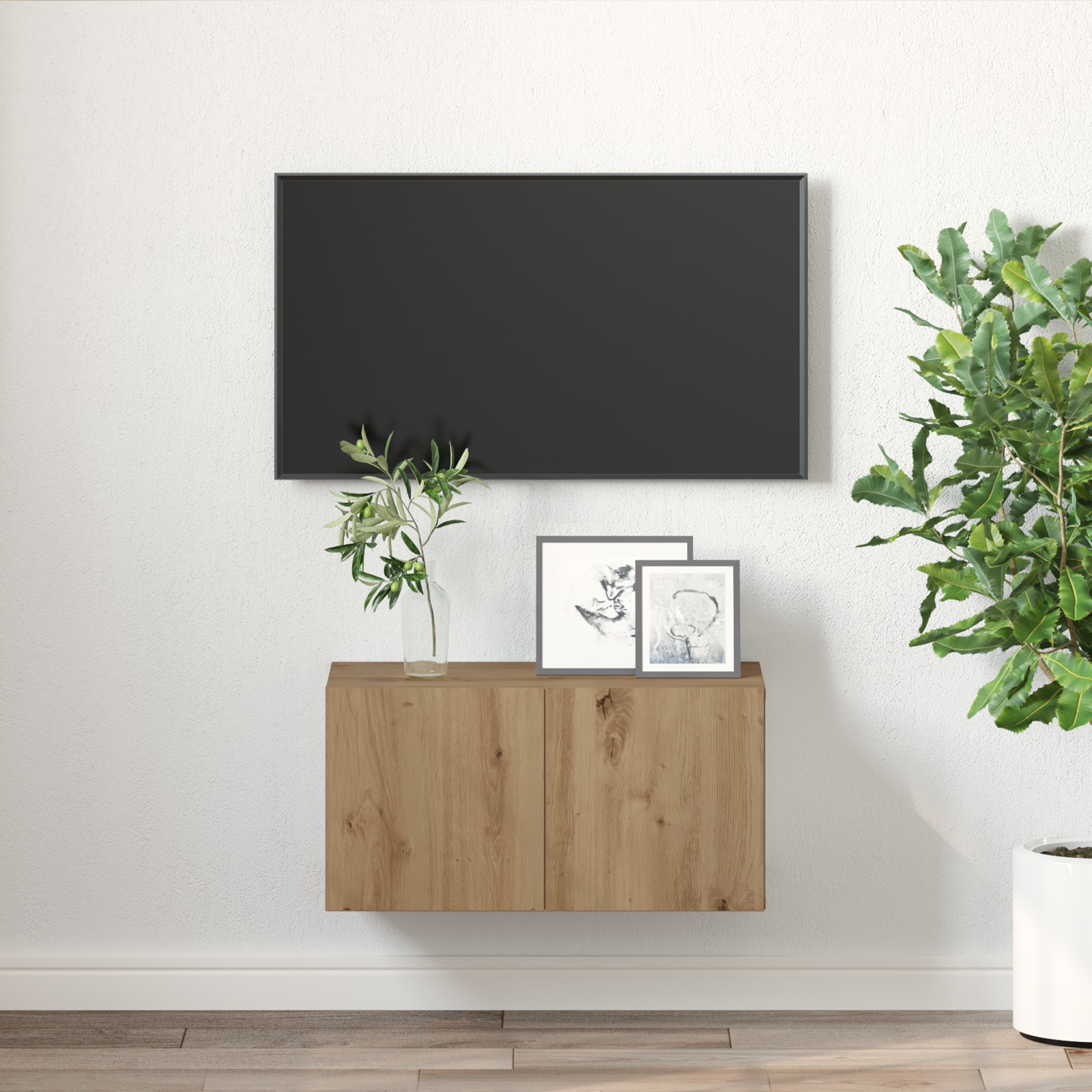 Set cabinet TV Stejar Lemn prelucrat Cabinet TV Dreptunghiular GartenMobel Dekor