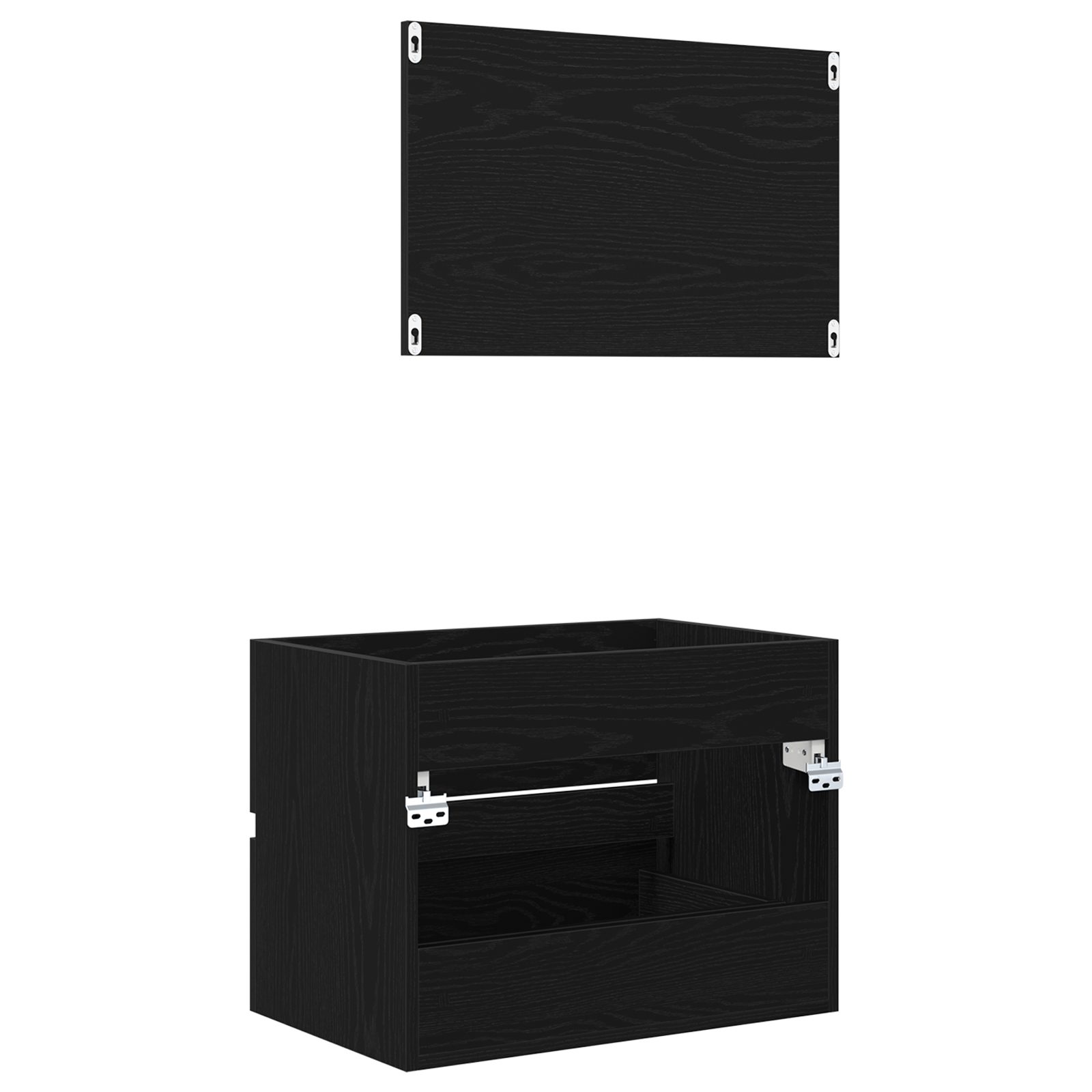 Set de mobilier pentru baie 2 piese Stejar negru Lemn prelucrat GartenMobel Dekor