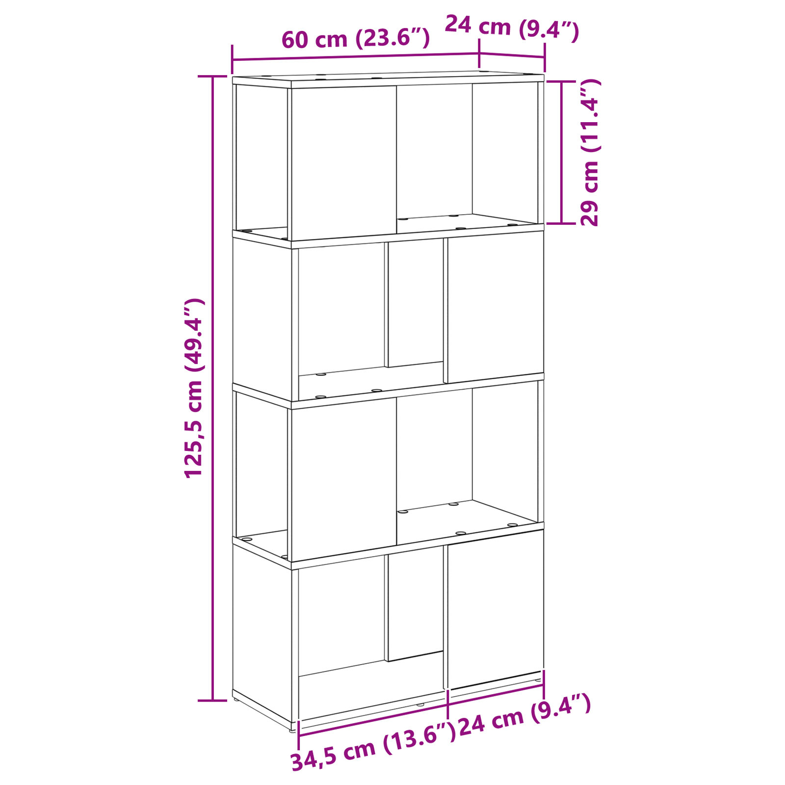 Unitate de Stocare Lemn Vechi Lemn Ingineresc 60 x 24 x 124 cm GartenMobel Dekor