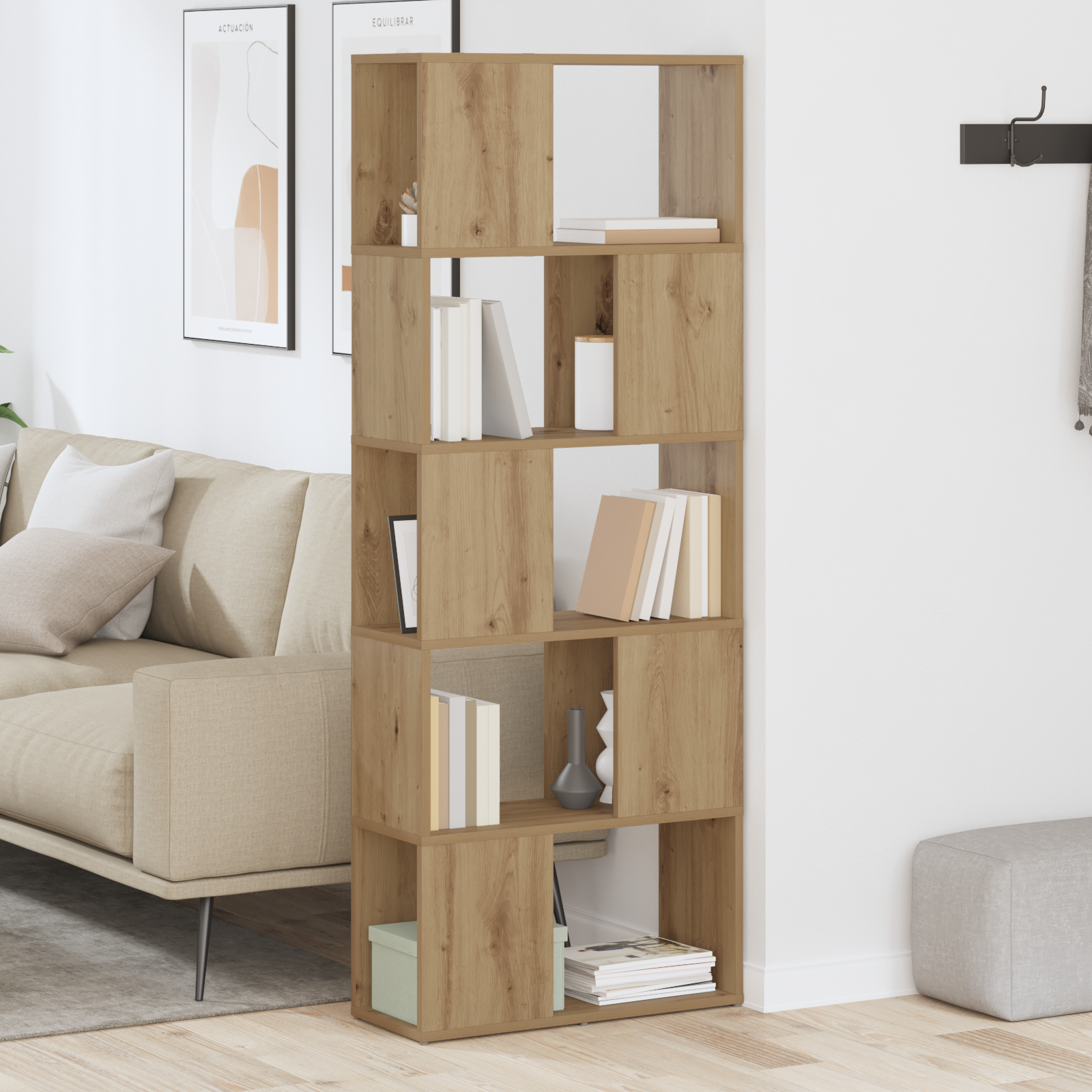 bibliotecă stejar artisanal plăci aglomerate 60 x 24 x 155 cm GartenMobel Dekor