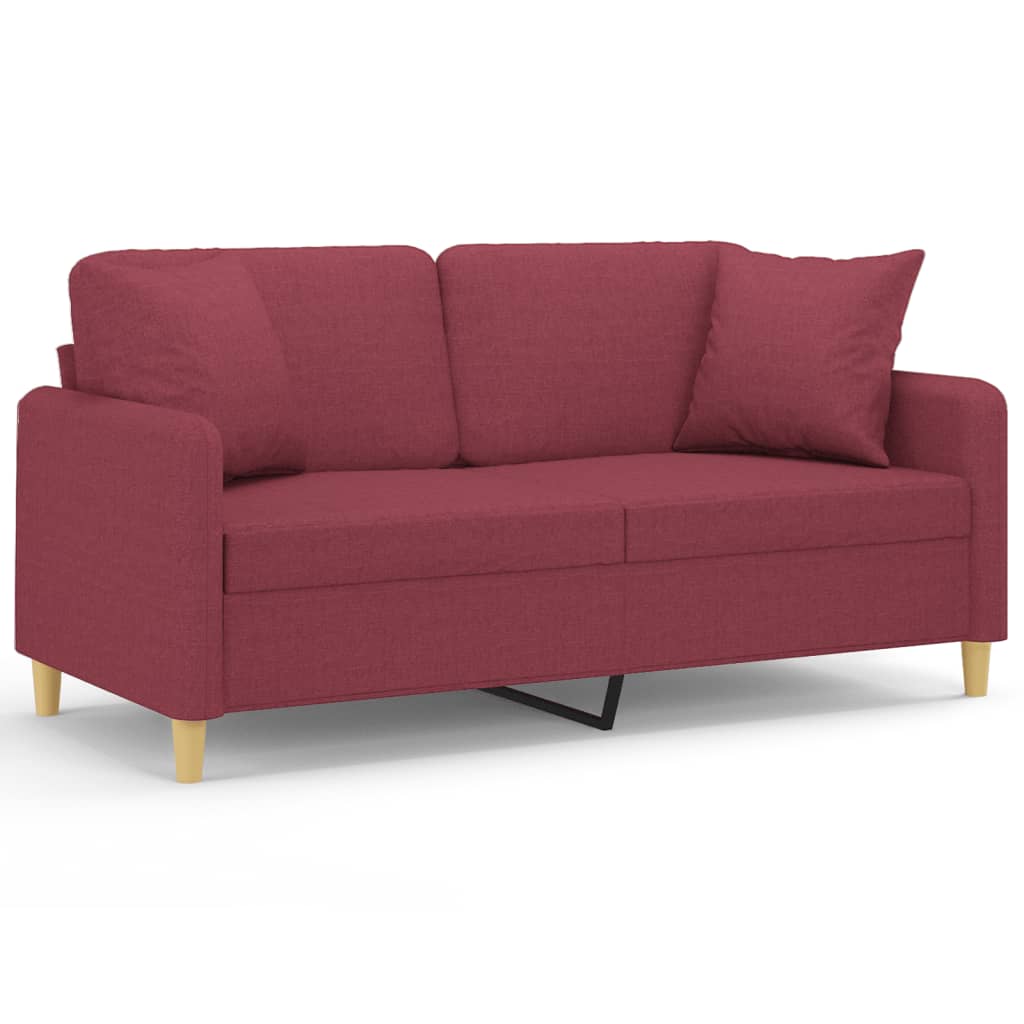 Canapea cu 2 locuri cu pernuțe, roșu vin, 140 cm, textil GartenMobel Dekor