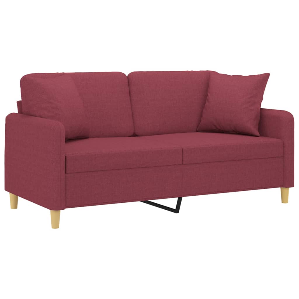 Canapea cu 2 locuri cu pernuțe, roșu vin, 140 cm, textil GartenMobel Dekor