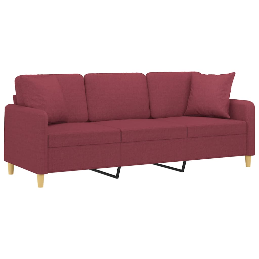 Canapea cu 3 locuri cu pernuțe, roșu vin, 180 cm, textil GartenMobel Dekor