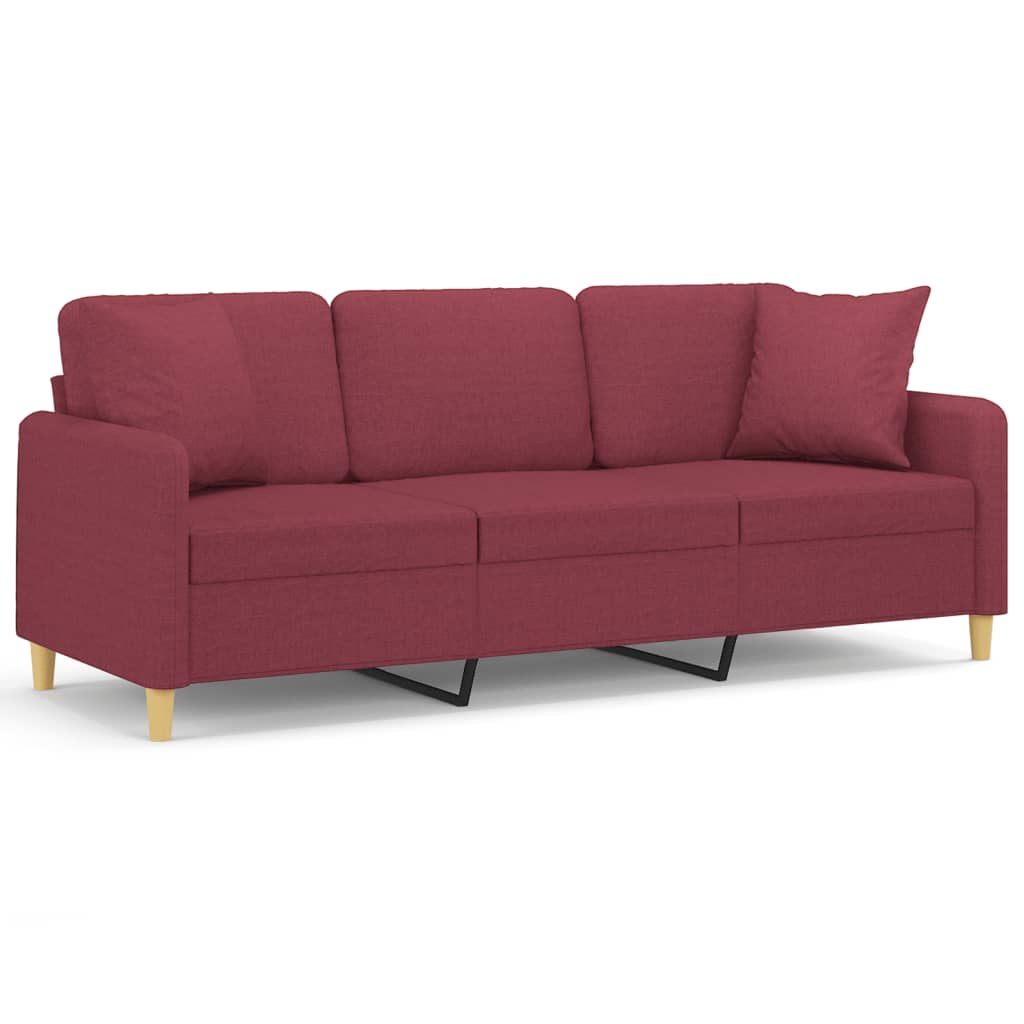 Canapea cu 3 locuri cu pernuțe, roșu vin, 180 cm, textil GartenMobel Dekor