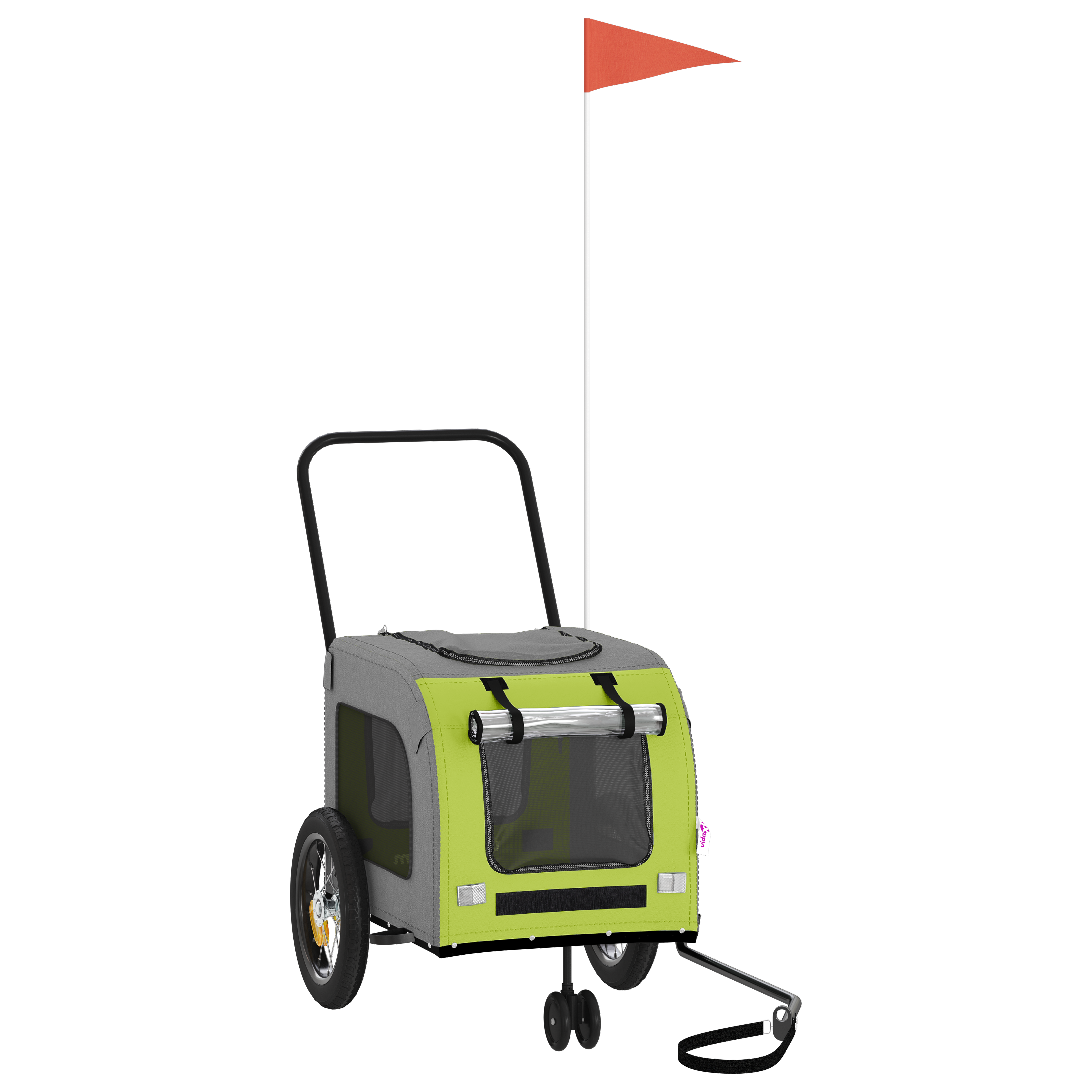 Cărucior verde pentru câini Poliester, Oțel 124 x 53 x 53 cm GartenMobel Dekor