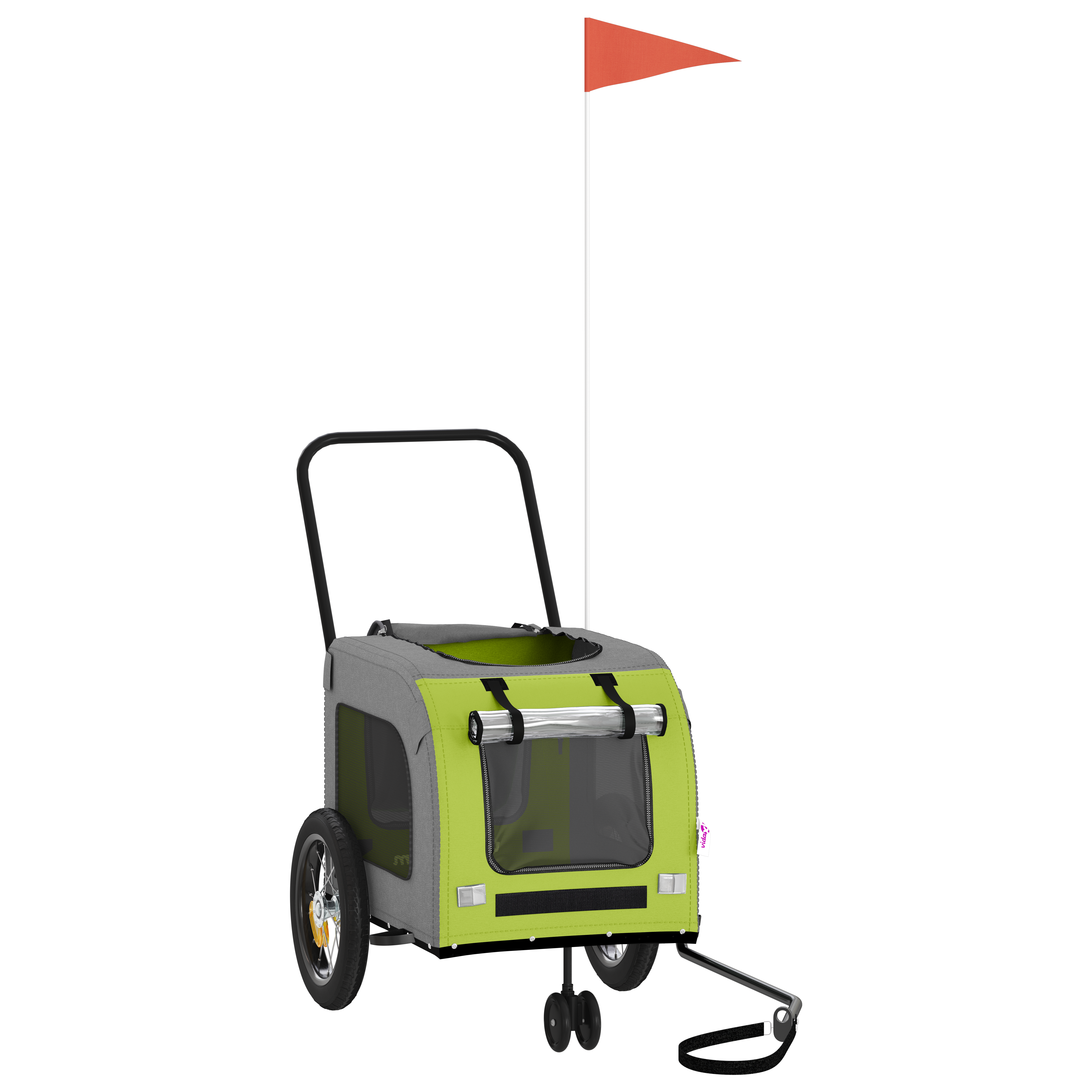 Cărucior verde pentru câini Poliester, Oțel 124 x 53 x 53 cm GartenMobel Dekor