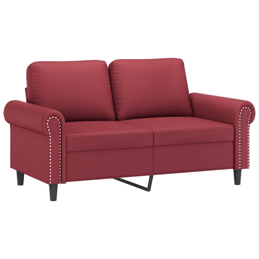 Set de canapele cu perne, 2 piese, roșu vin, piele ecologică GartenMobel Dekor