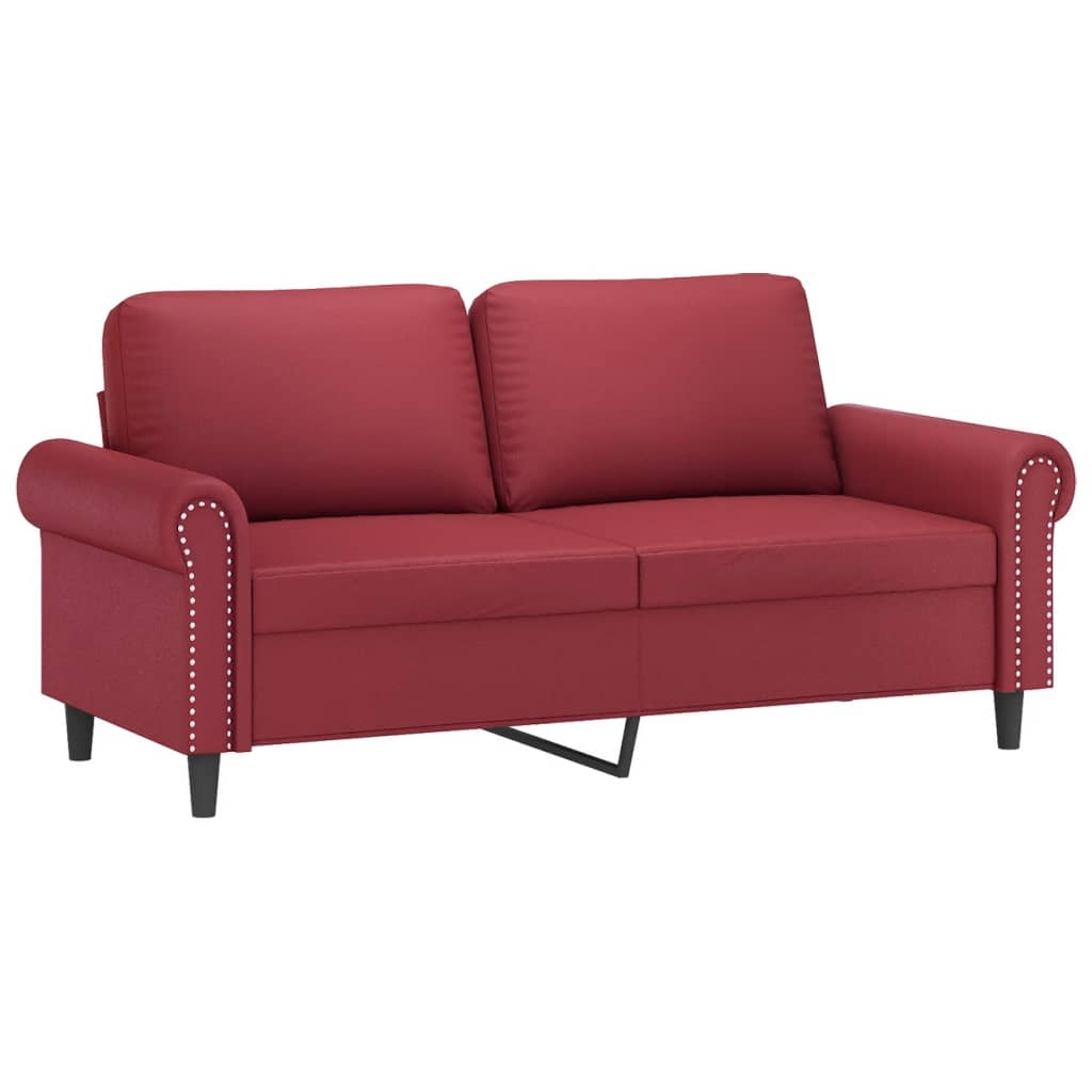 Set de canapele cu perne, 2 piese, roșu vin, piele ecologică GartenMobel Dekor