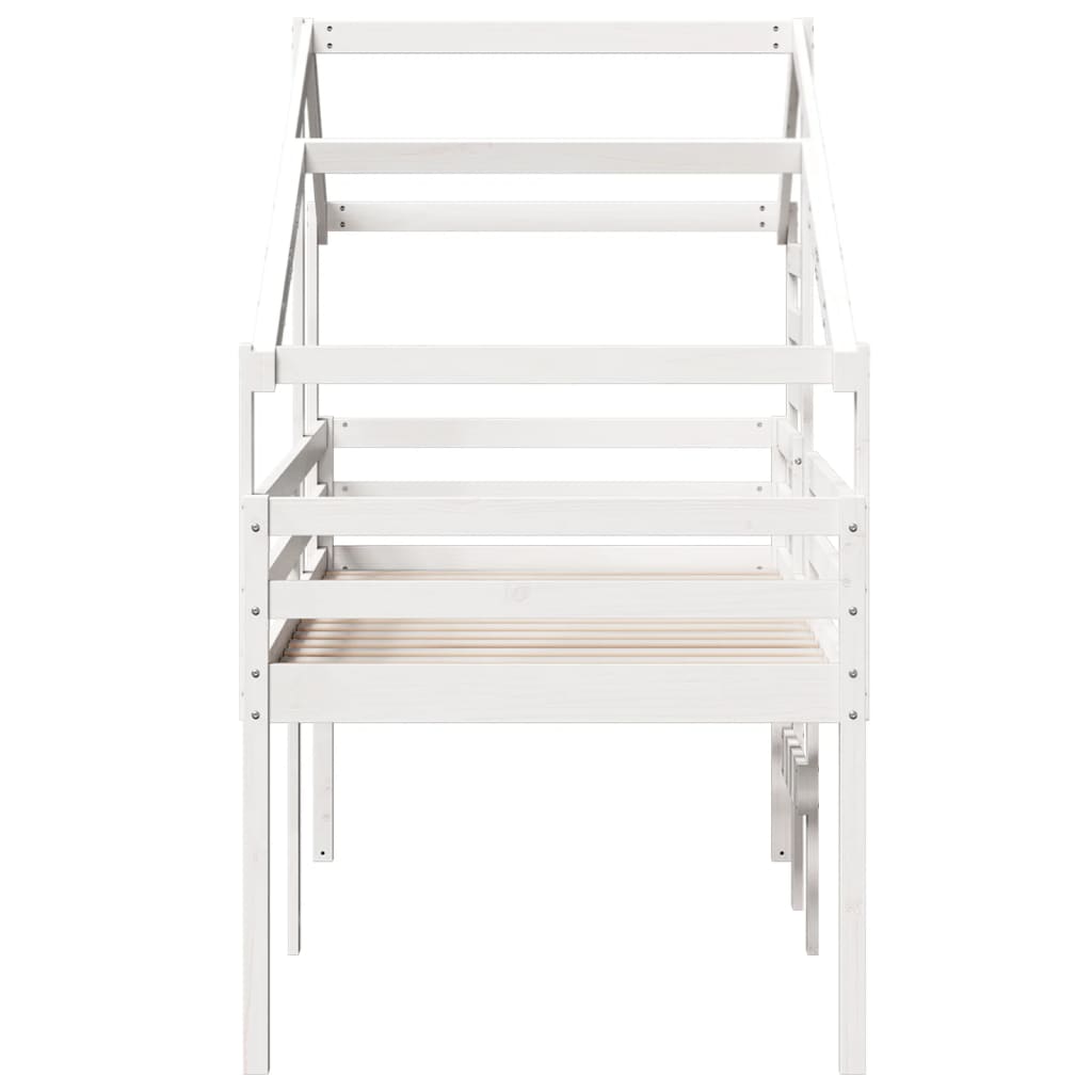 Pat înalt cu acoperiș, alb, 75x190 cm, lemn masiv de pin GartenMobel Dekor