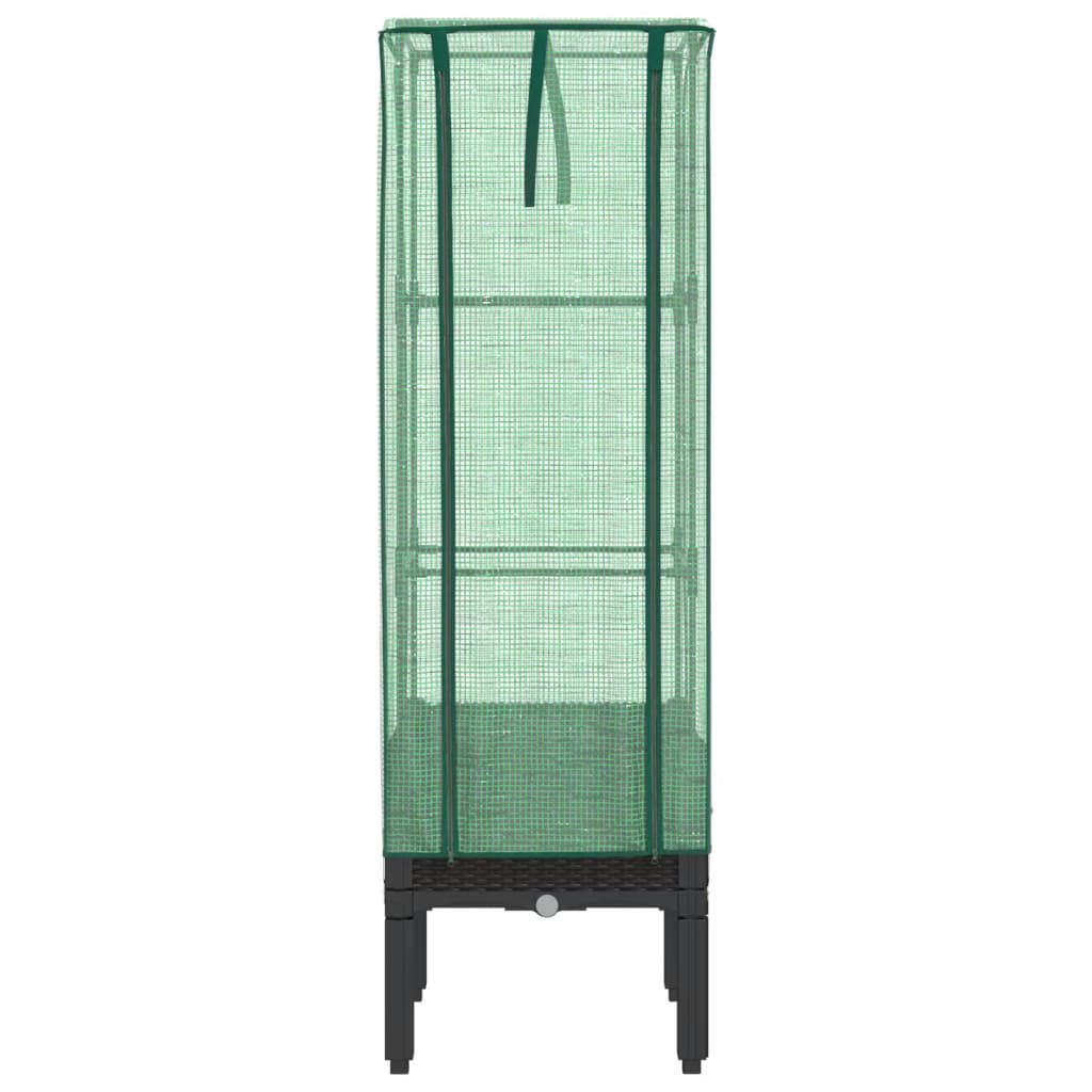 Strat înălțat cu husă de seră, aspect ratan, 40x40x140 cm GartenMobel Dekor