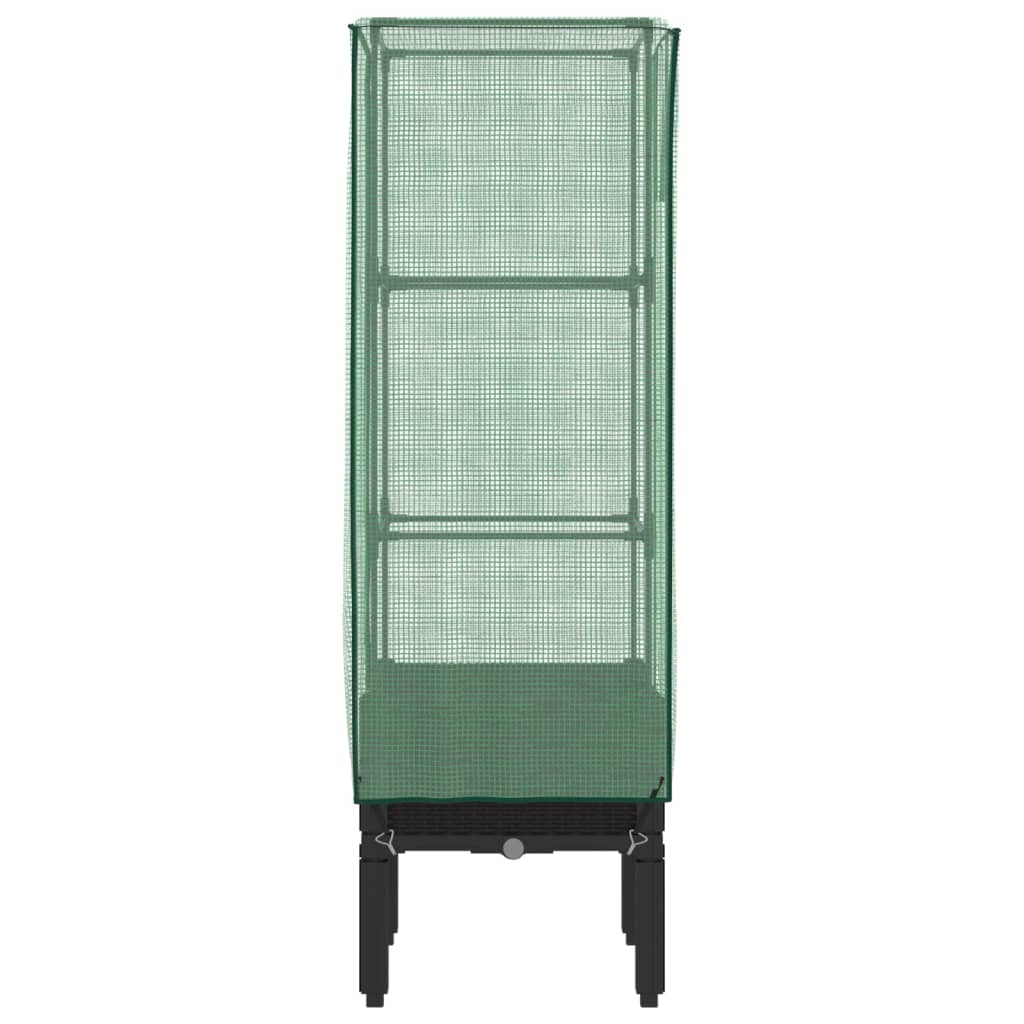 Strat înălțat cu husă de seră, aspect ratan, 40x40x140 cm GartenMobel Dekor
