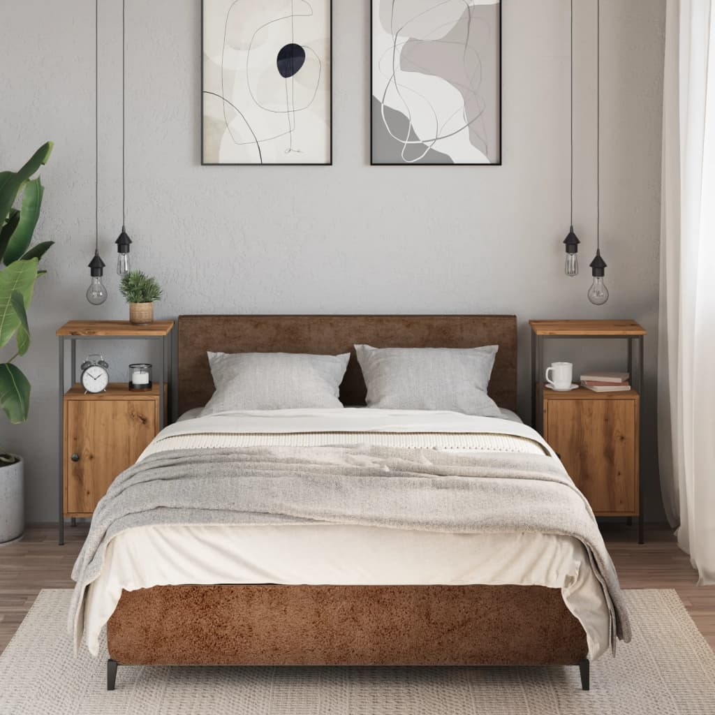 Noptiere, 2 buc., stejar artizanal, 41x31x80 cm, lemn prelucrat GartenMobel Dekor