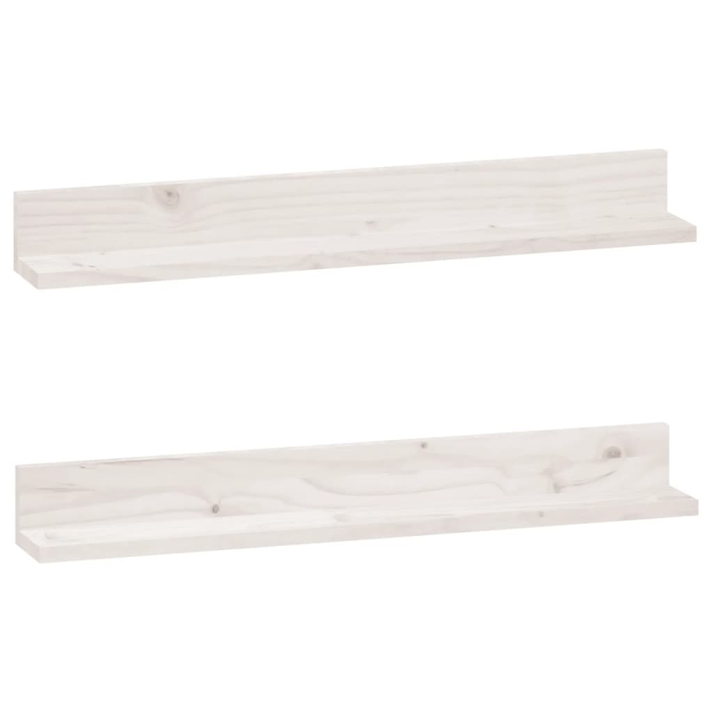 Rafturi de perete, 2 buc., alb, 80x11x9 cm, lemn masiv de pin GartenMobel Dekor