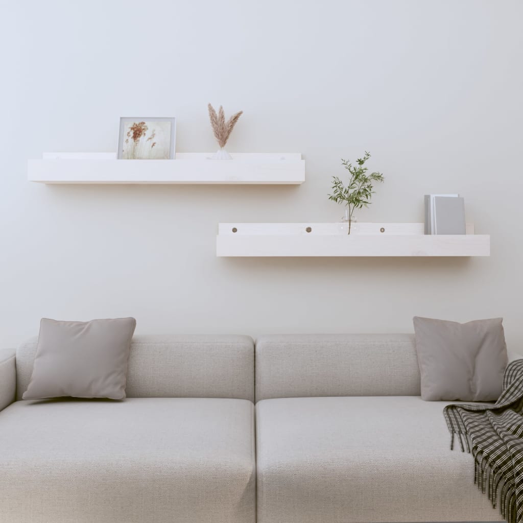 Rafturi de perete, 2 buc., alb, 80x12x9 cm, lemn masiv de pin GartenMobel Dekor