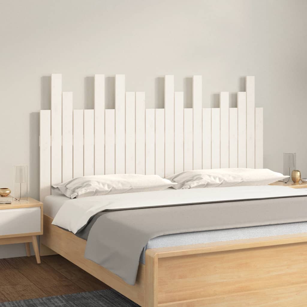Tăblie de pat pentru perete, alb, 146,5x3x80 cm, lemn masiv pin GartenMobel Dekor