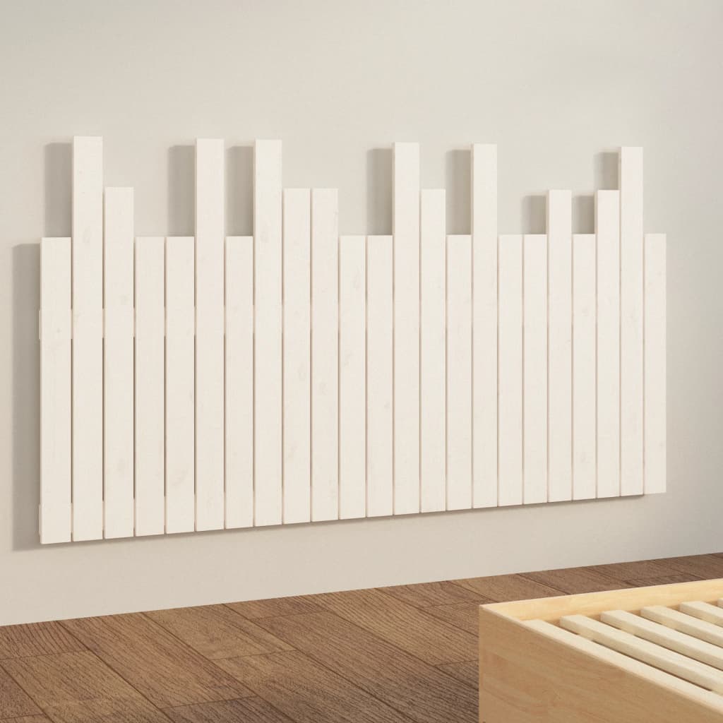 Tăblie de pat pentru perete, alb, 146,5x3x80 cm, lemn masiv pin GartenMobel Dekor