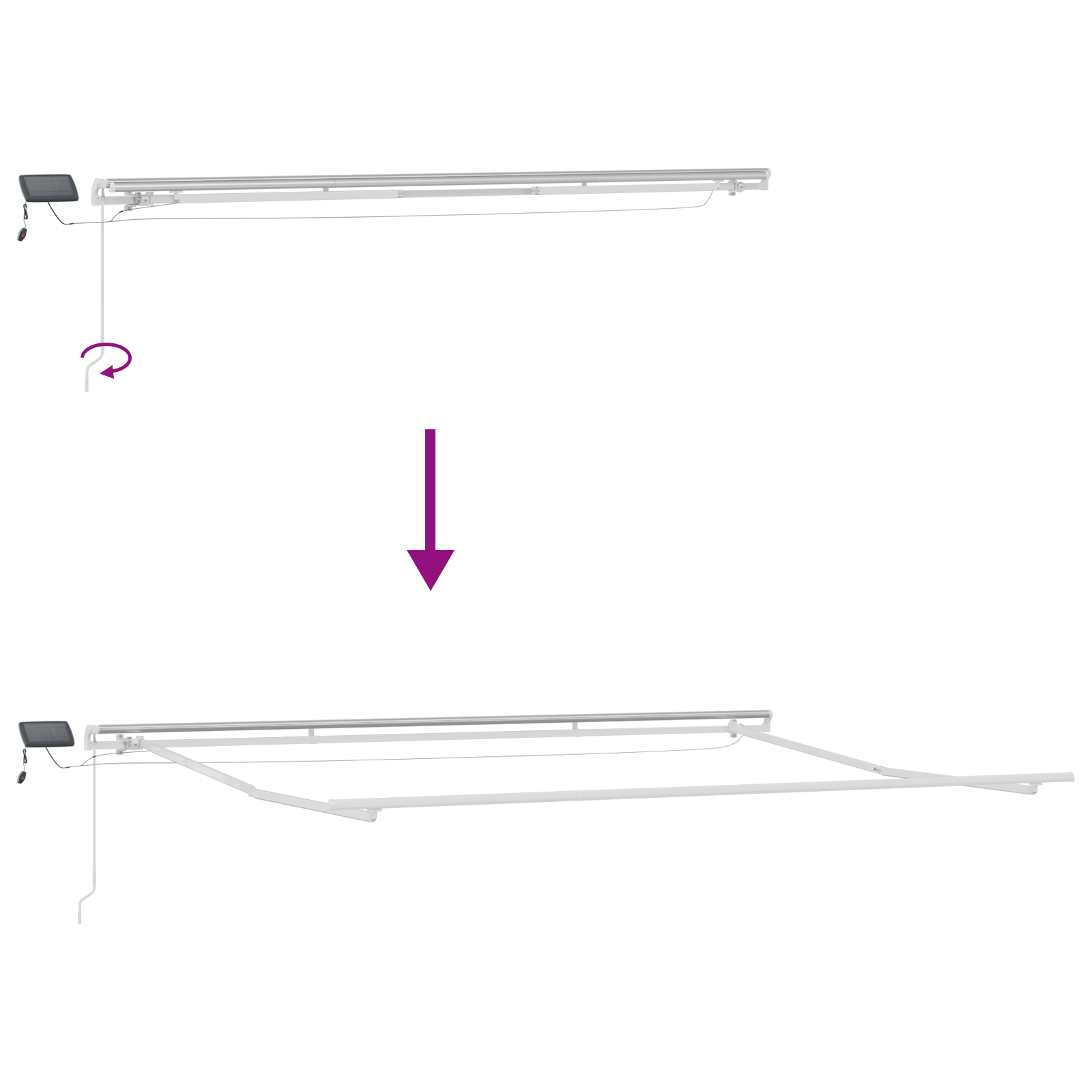 Marchiză manuală retractabilă cu LED Alb 400x300 cm GartenMobel Dekor