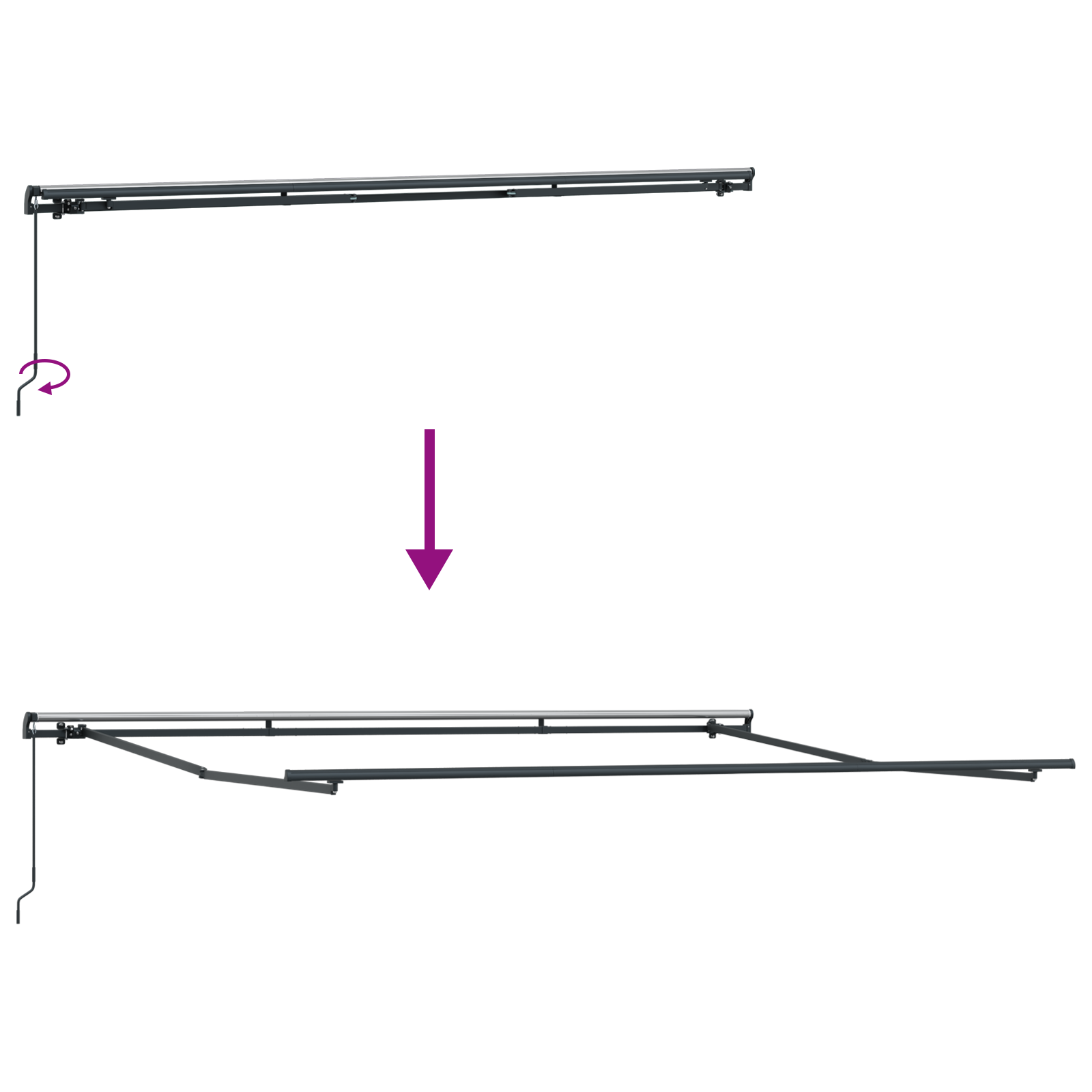 Marchiză manuală retractabilă cu dungi multicolore 400x300 cm GartenMobel Dekor