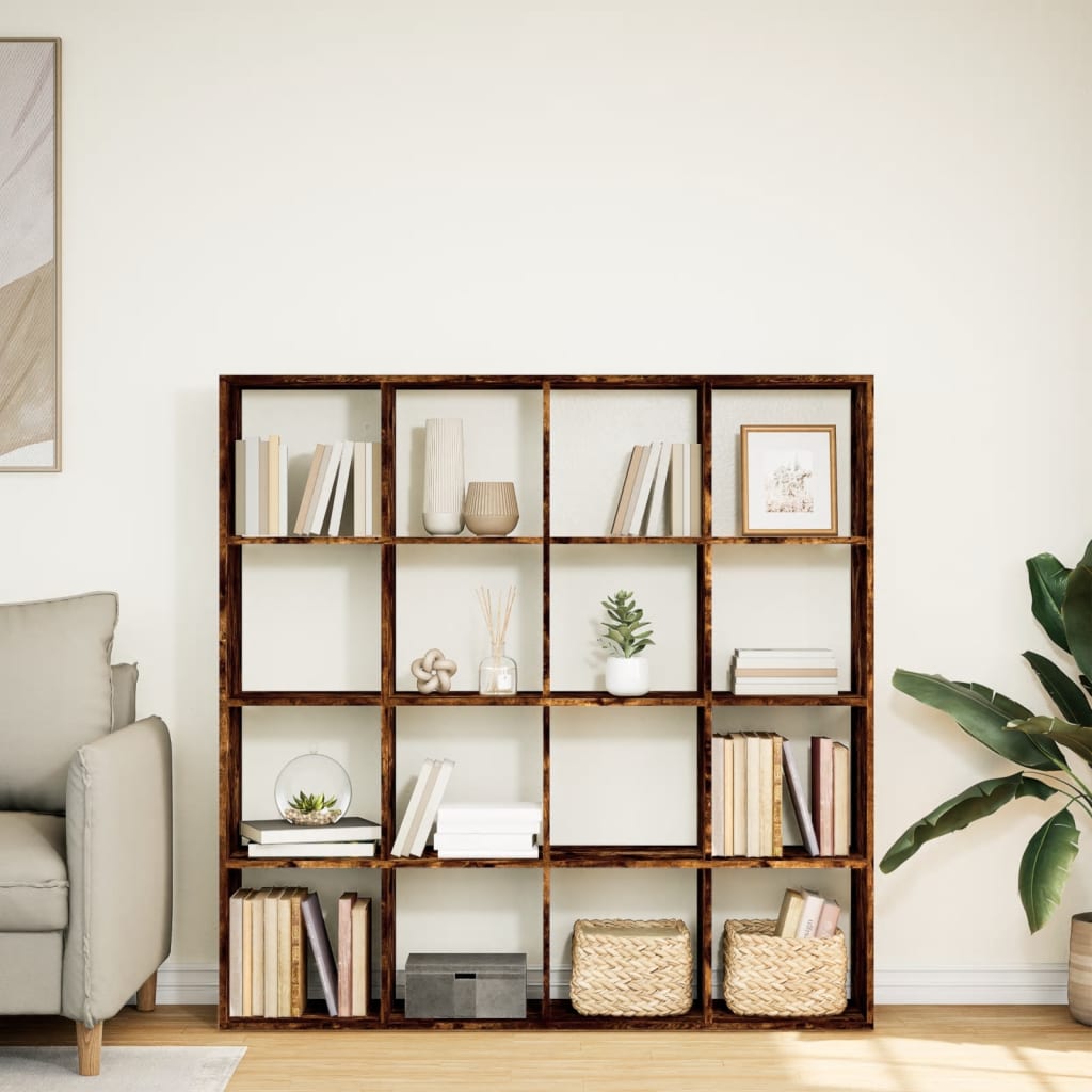 Bibliotecă, stejar fumuriu, 137,5x29x137,5 cm, lemn prelucrat GartenMobel Dekor