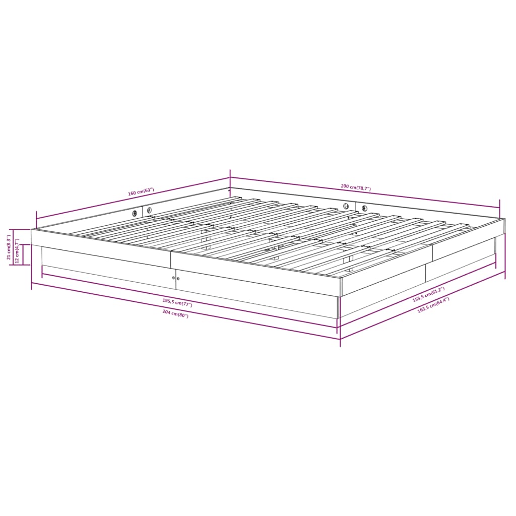 Cadru de pat, alb, 160x200 cm, lemn masiv GartenMobel Dekor