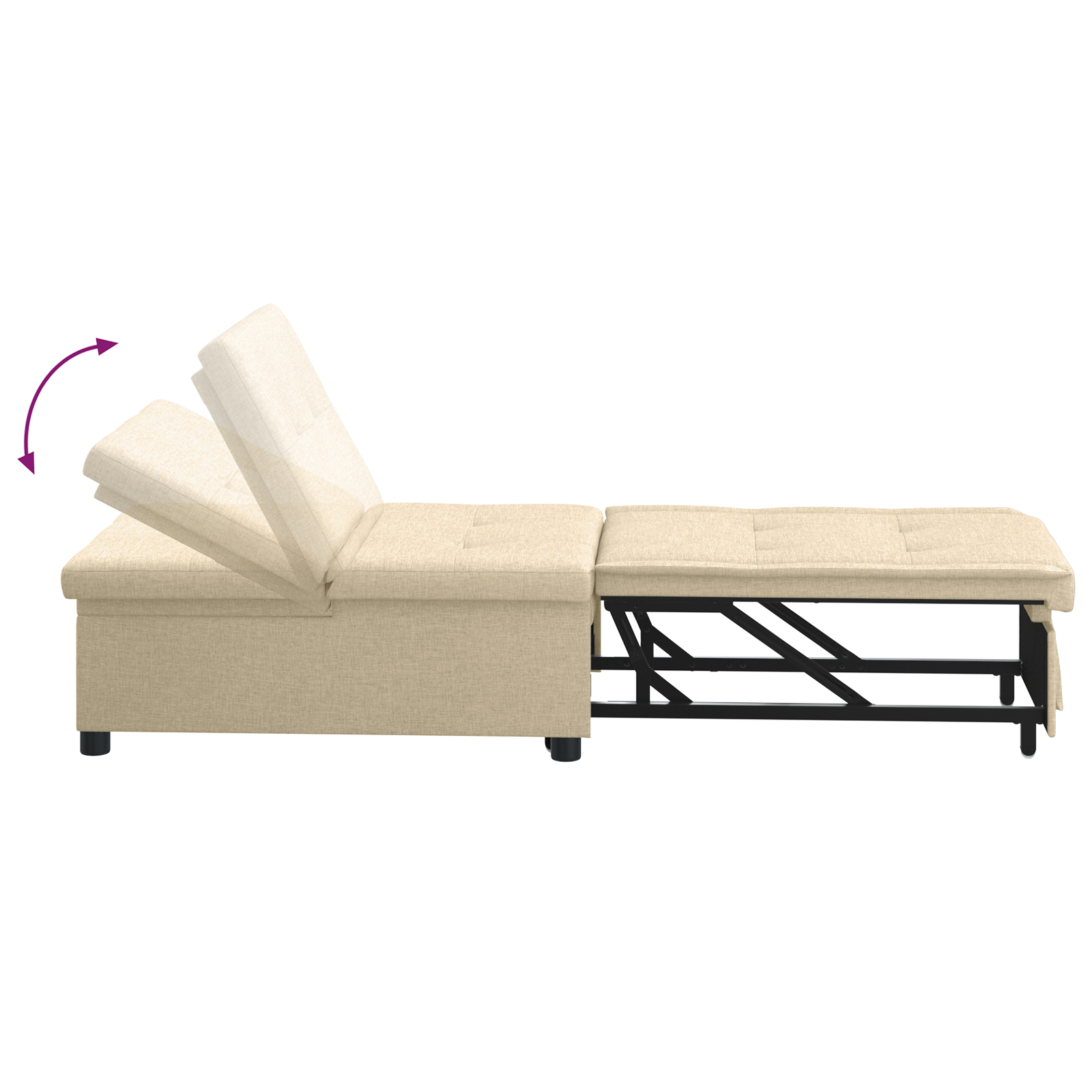 Canapea Pat 3 în 1 cu Design Extensibil în Țesătură Crem GartenMobel Dekor