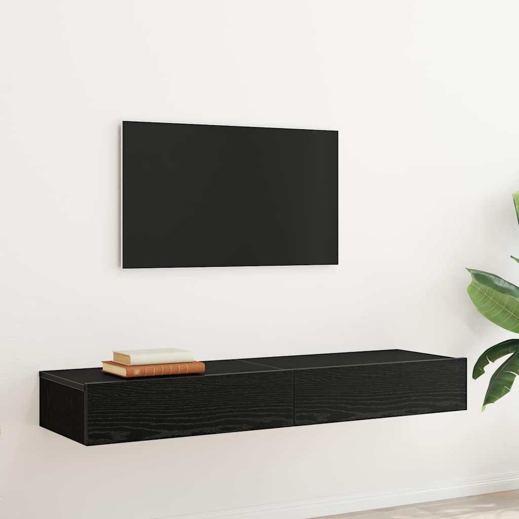 Mobilier TV cu lumini LED, 2 buc., stejar negru, 60x35x15,5 cm GartenMobel Dekor