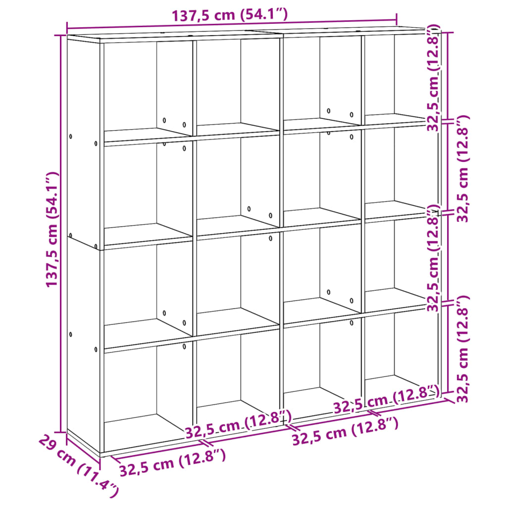 Bibliotecă, stejar Sonoma, 137,5x29x137,5 cm, lemn prelucrat GartenMobel Dekor