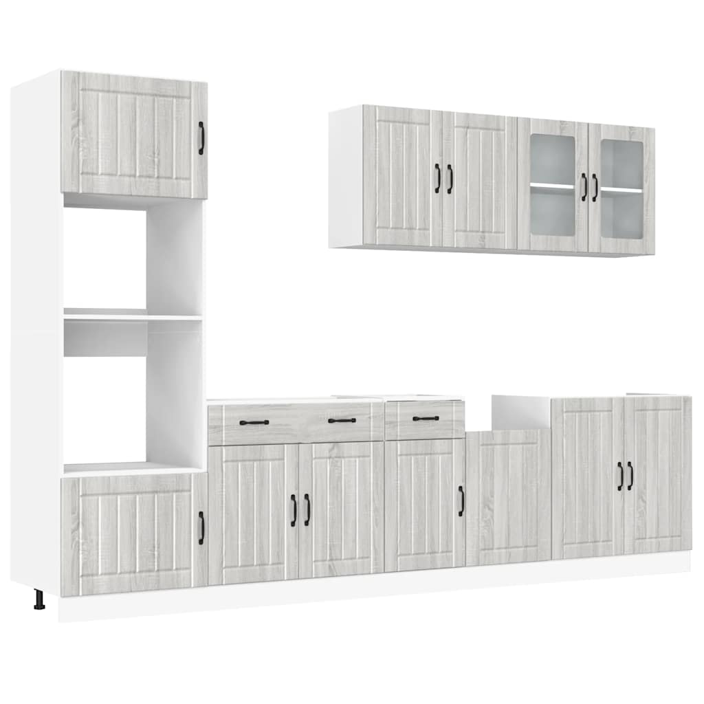 Set de dulapuri de bucătărie 7 piese „Kalmar” lemn Sonoma gri GartenMobel Dekor