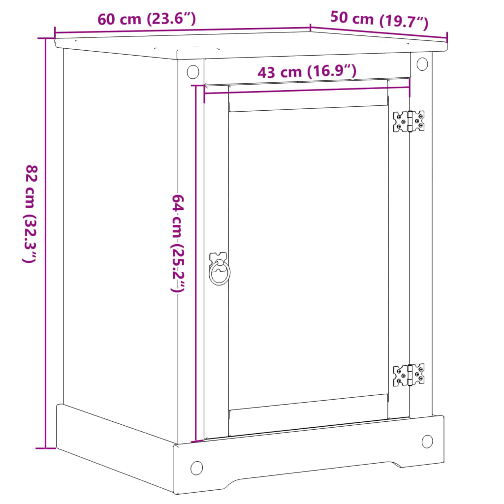 Dulap Hifi „Corona”, 60x50x82 cm, lemn masiv de pin GartenMobel Dekor
