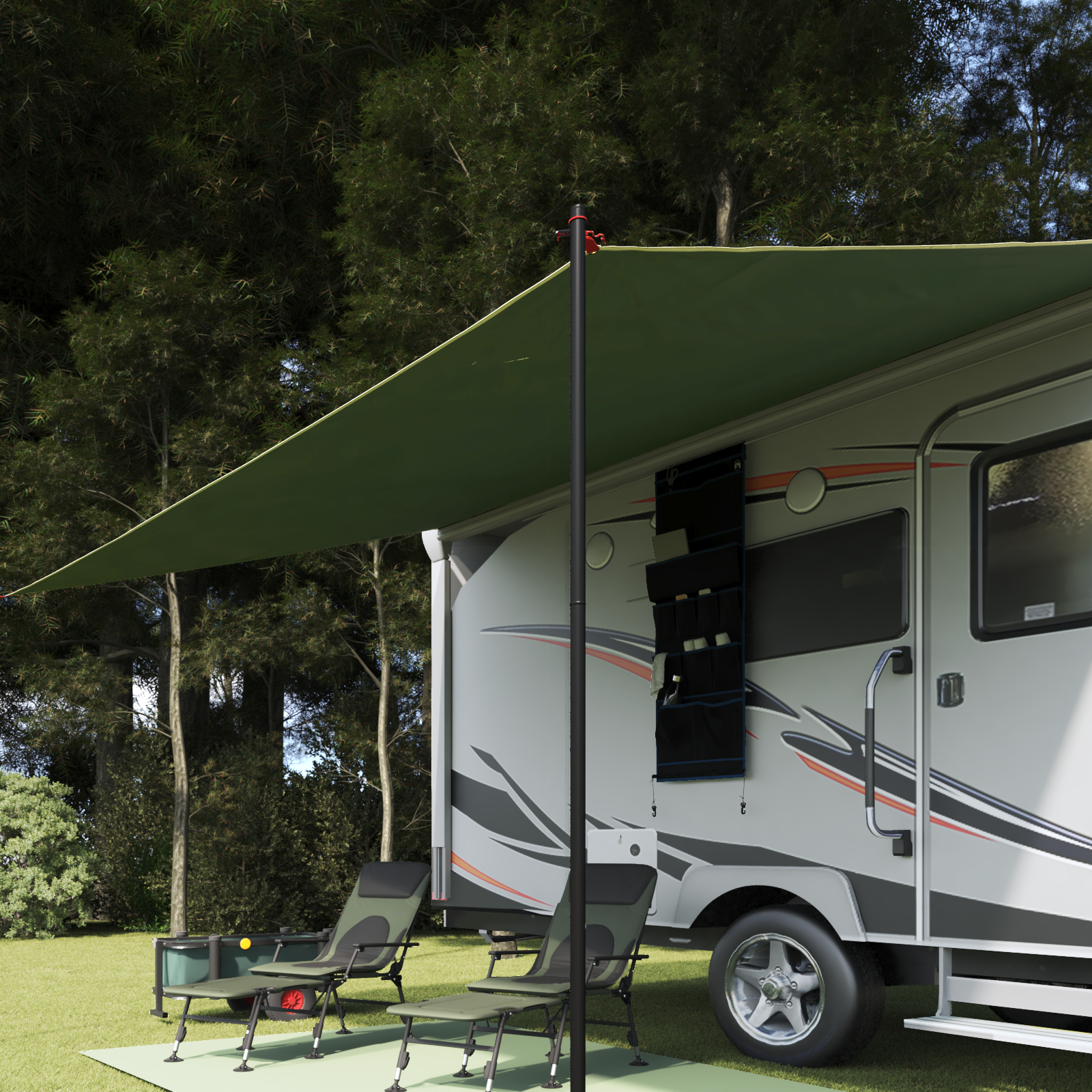 Markiză pentru caravană Verde 460x240 cm - E impermeabilă și gata pentru a fi folosită afară. GartenMobel Dekor